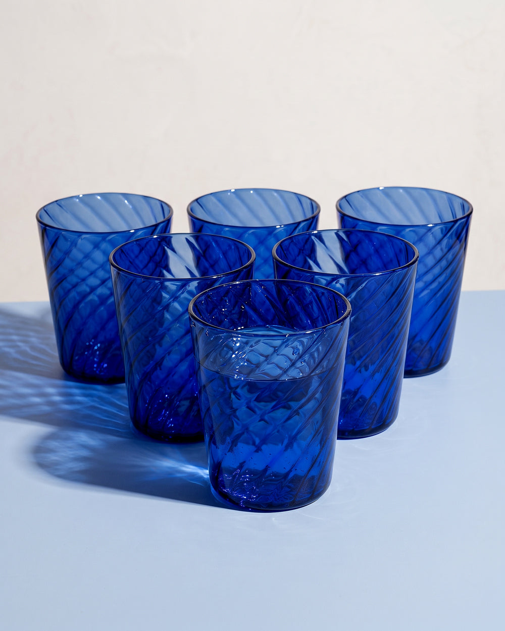 Handmade Blue Swirl Tumbler Water Glass