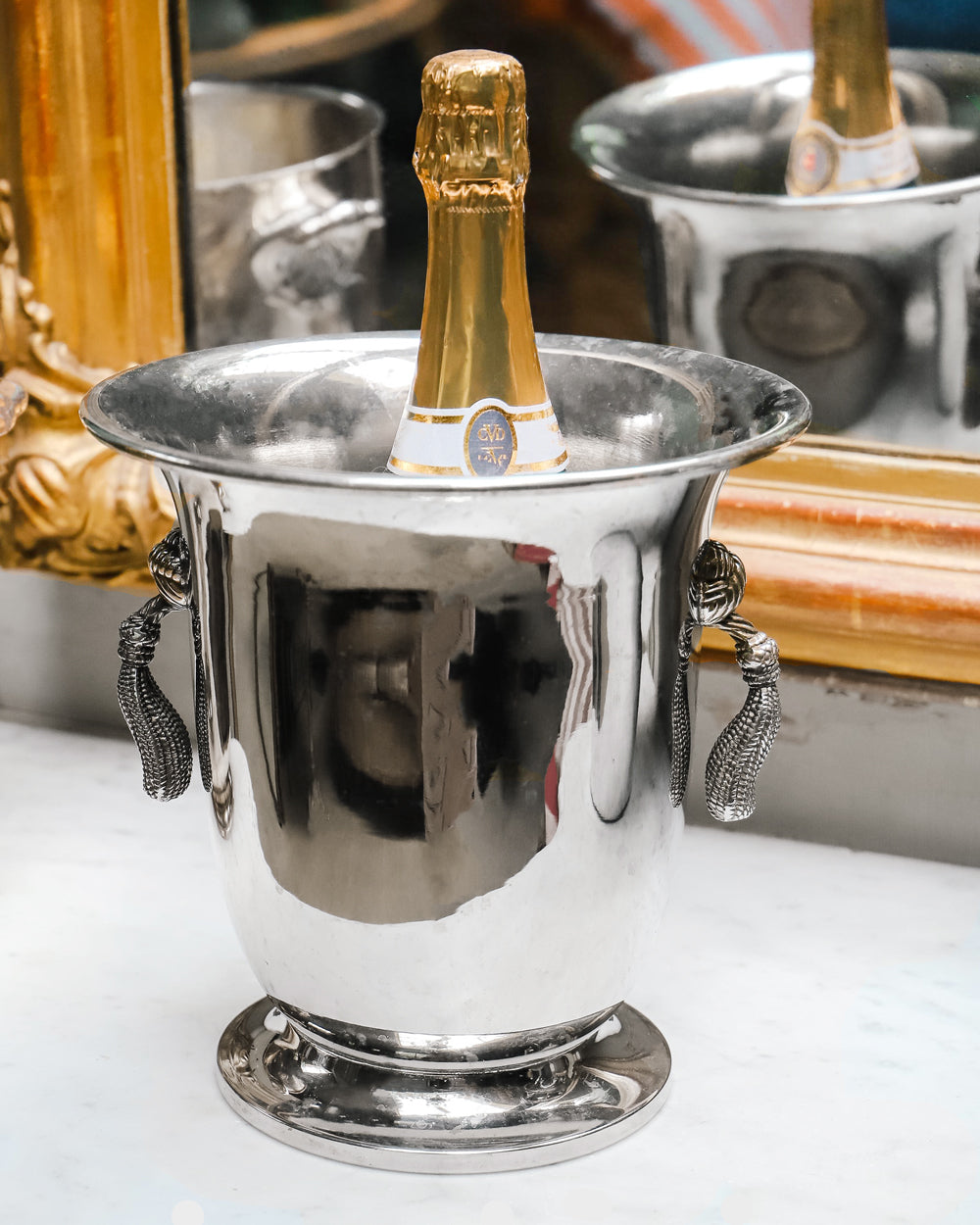 Classical Silver Plated Champagne Cooler and Ice Bucket with Tassels