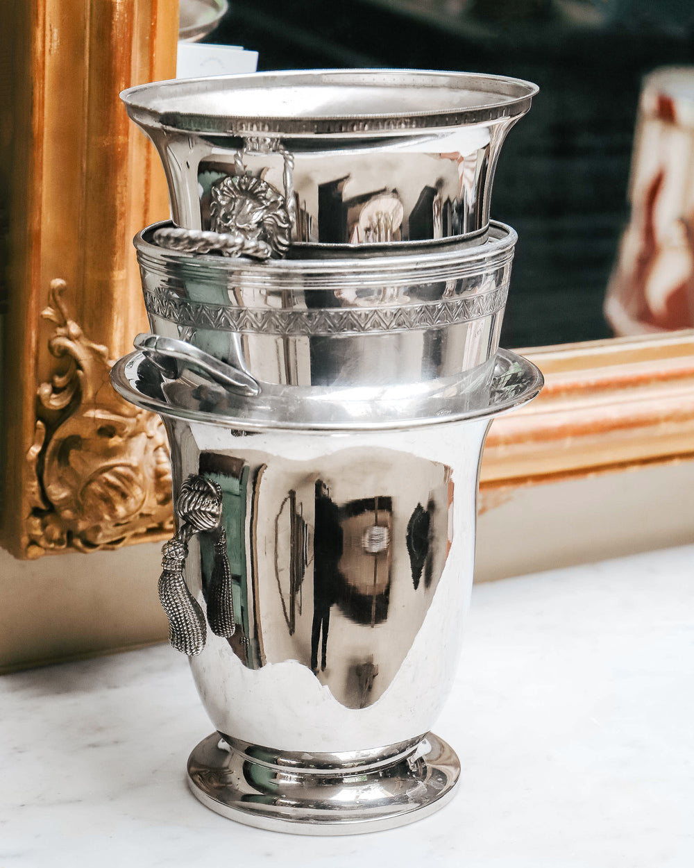 Classical Silver Plated Champagne Cooler and Ice Bucket with Tassels