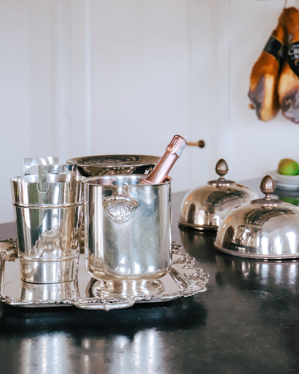 Mid Century Modern Silver Plated Champagne Cooler and Ice Bucket