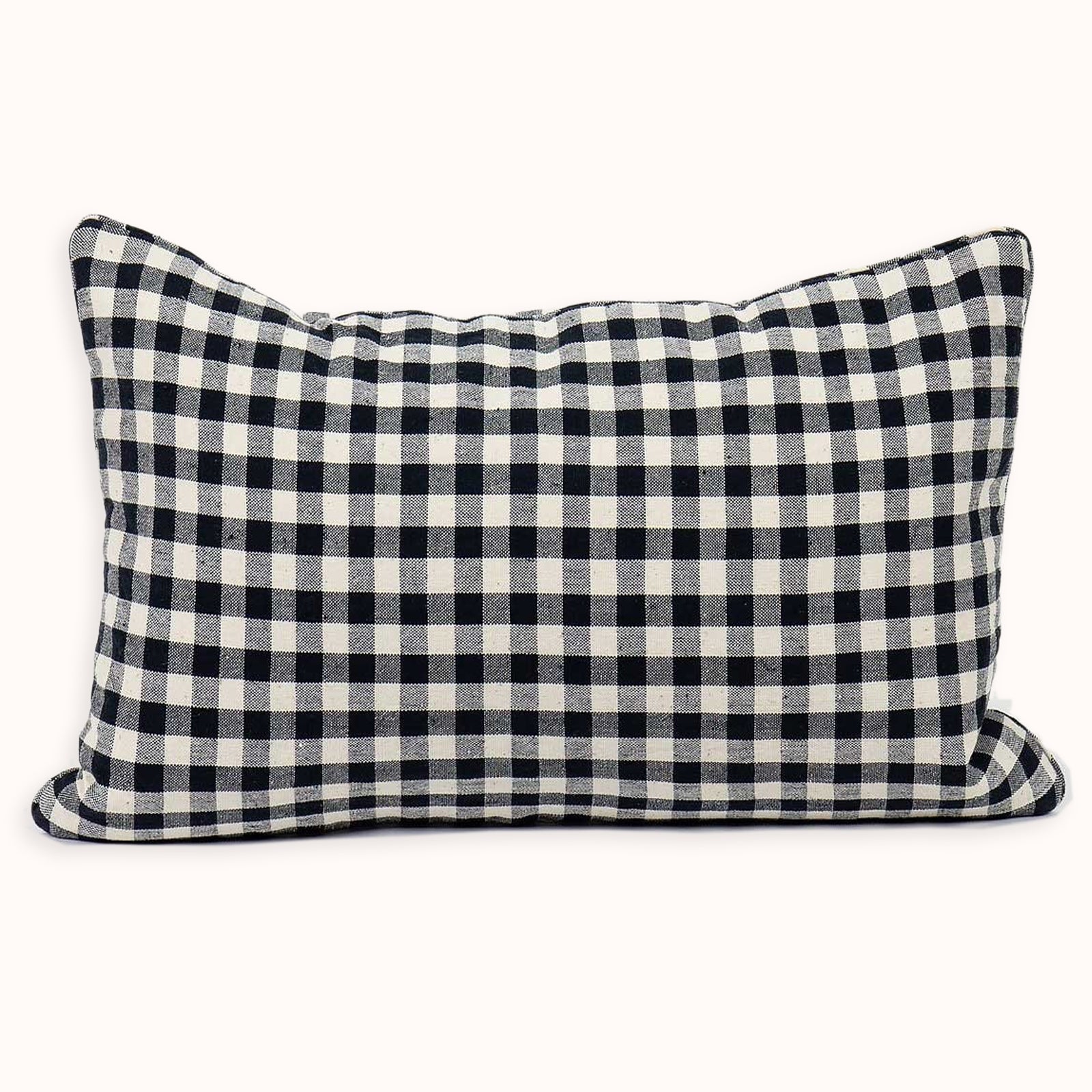 Heritage Weave Check Pattern Pillow | Black & White