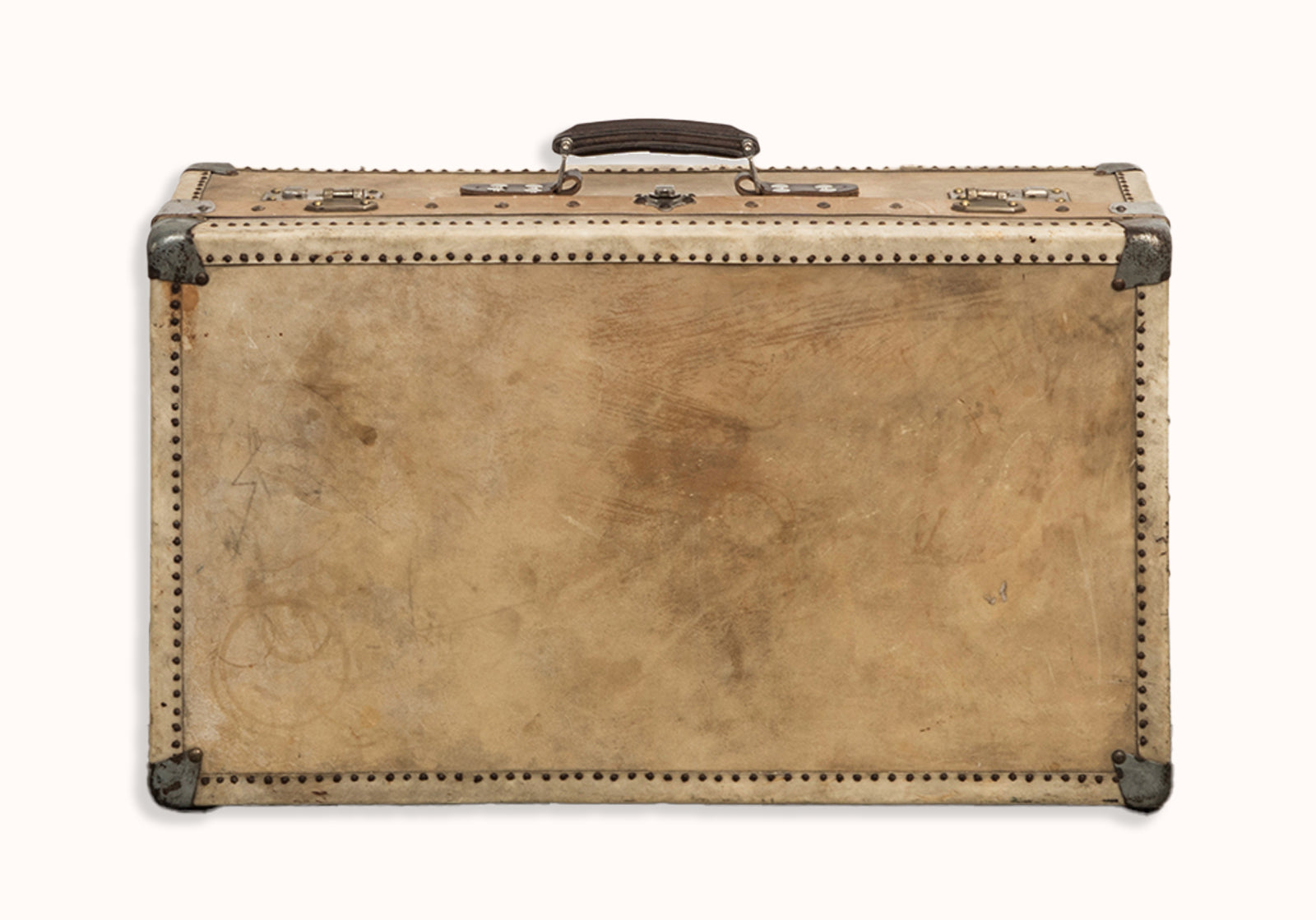 Vintage Collection of Vellum White Leather Suitcases