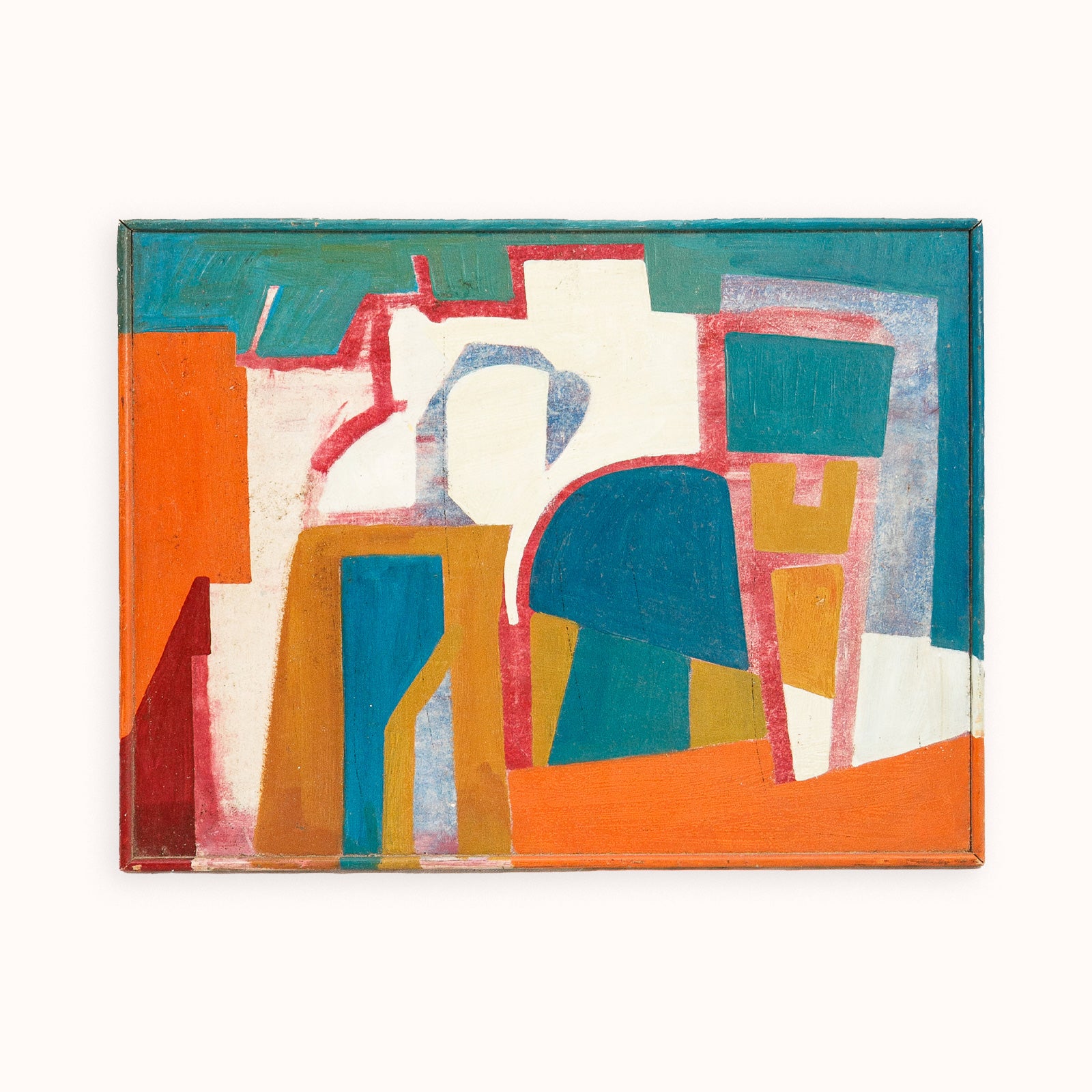 Vibrant Vintage Mid-Century Abstract Composition
