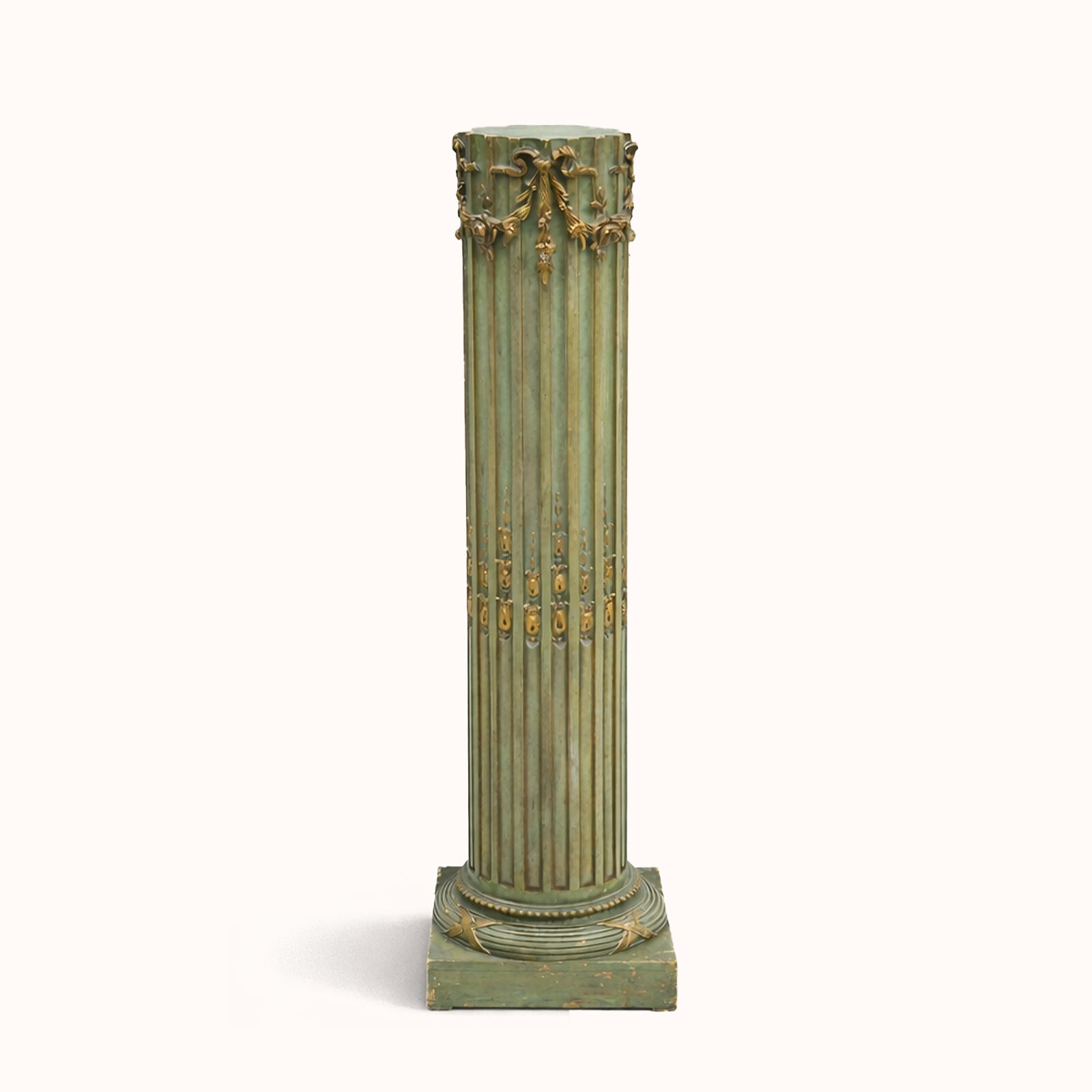 Olive Green Louis XVI Style Pedestal Column