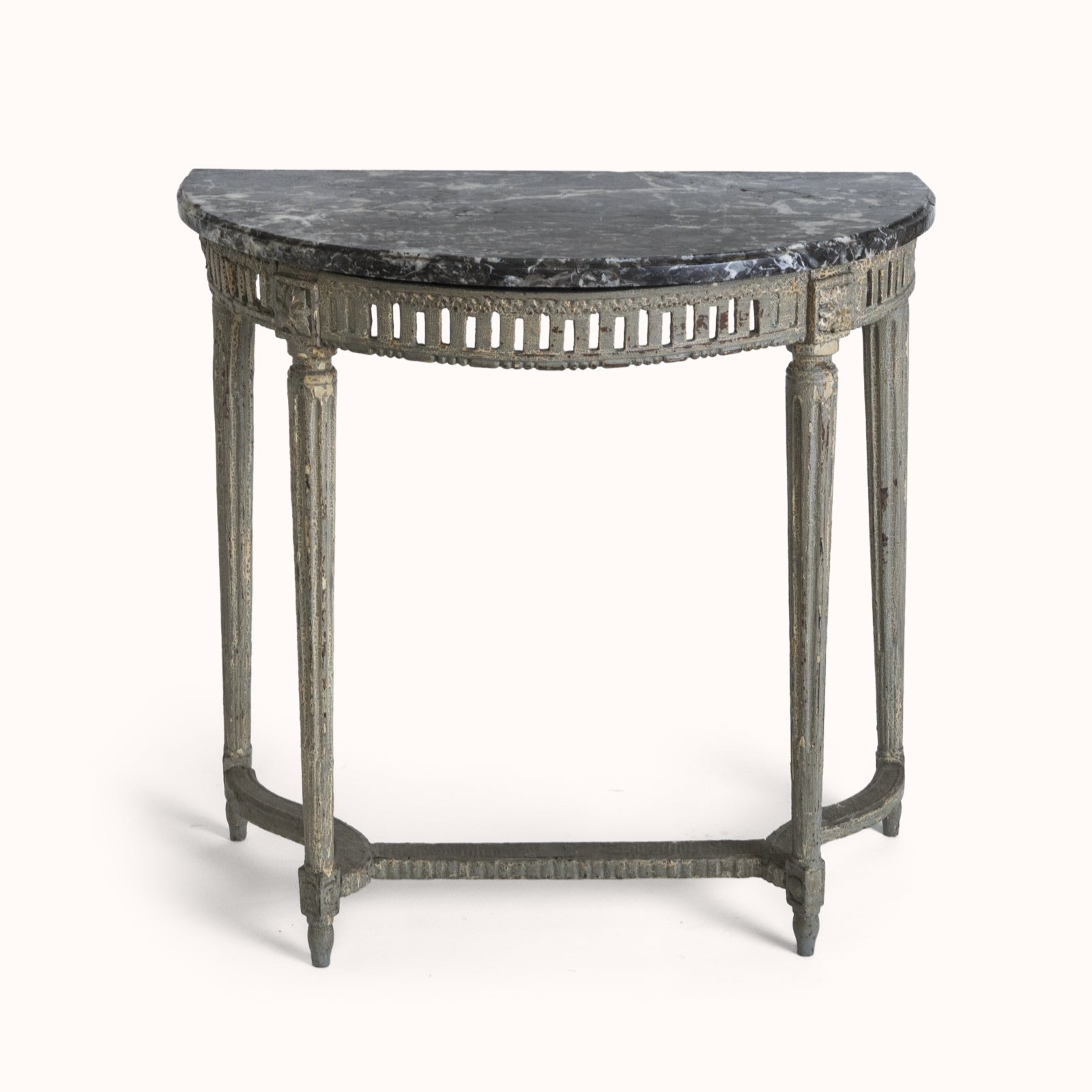 Small French 18th C Console Table With Grey Marble Top