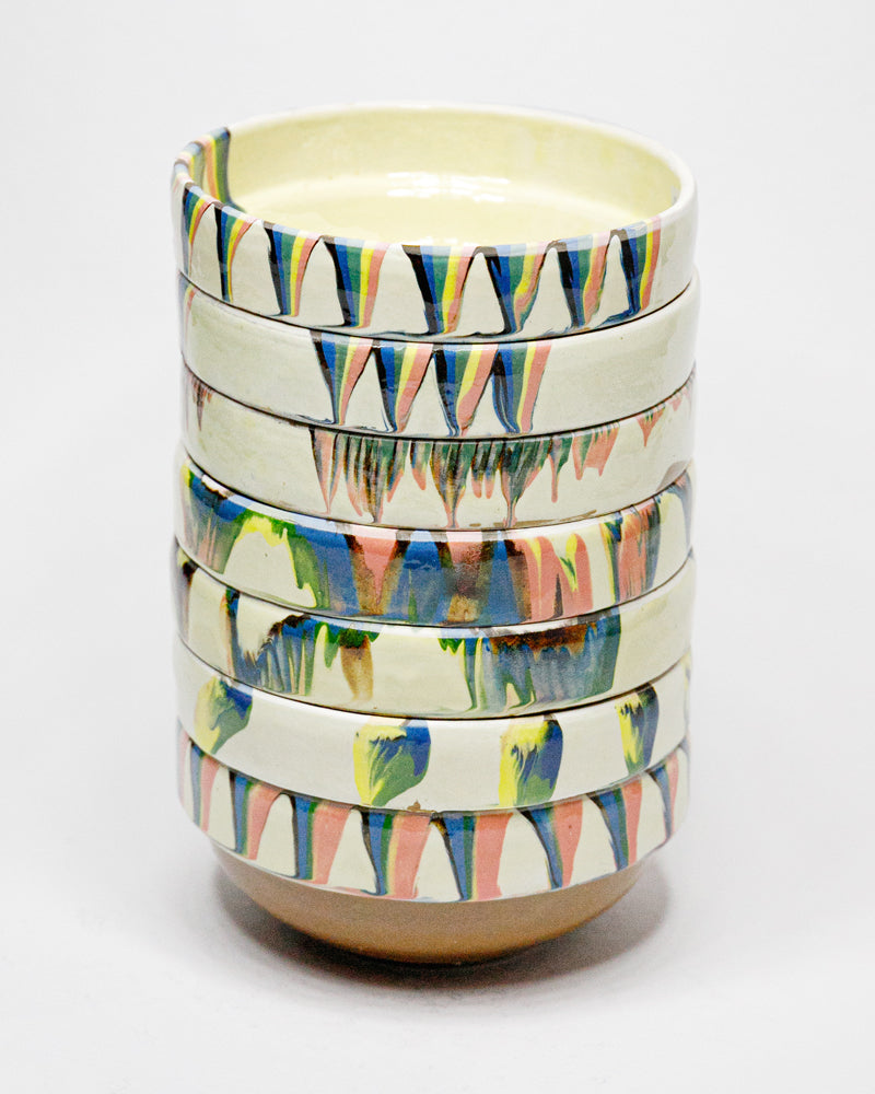 Hand-Painted Marbled Earthenware Bowls | Creme & Rainbow