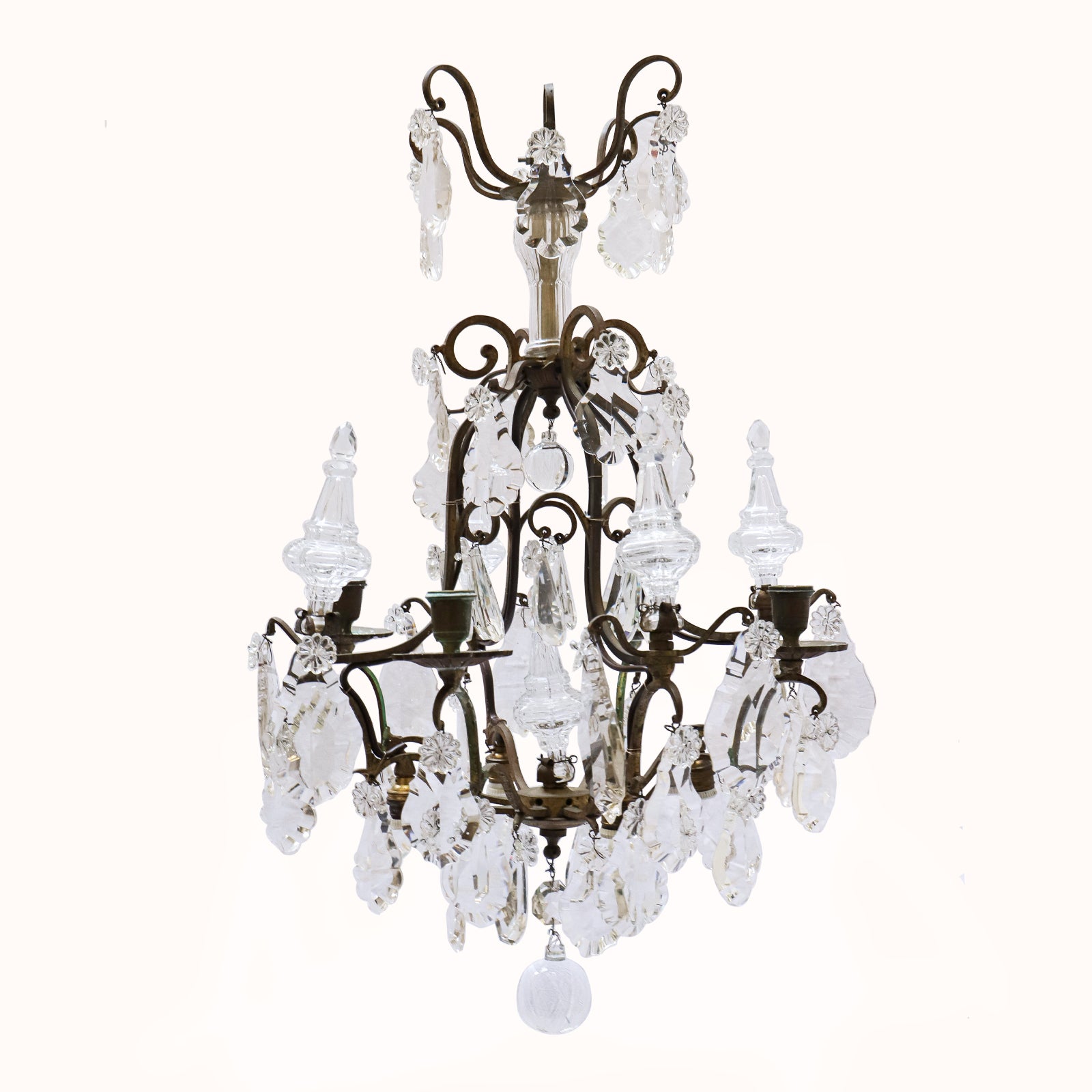 Antique French Crystal Chandelier with Candles
