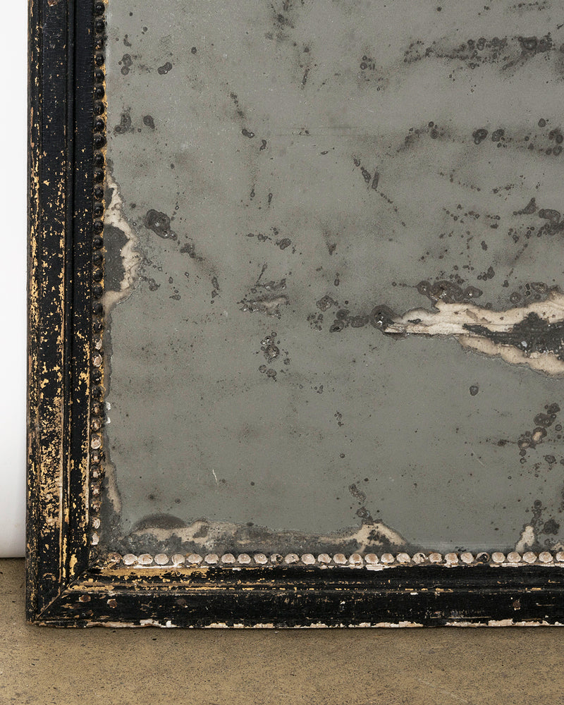 Late 19th C French Antique Mirror with Black Painted Frame
