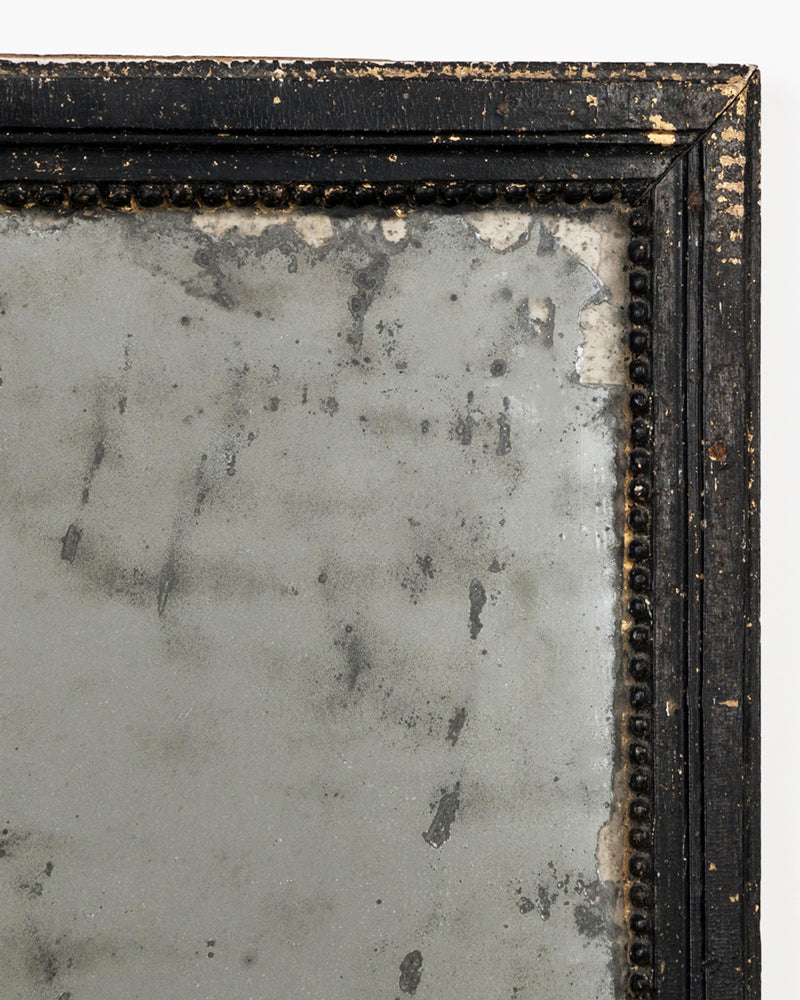 Late 19th C French Antique Mirror with Black Painted Frame