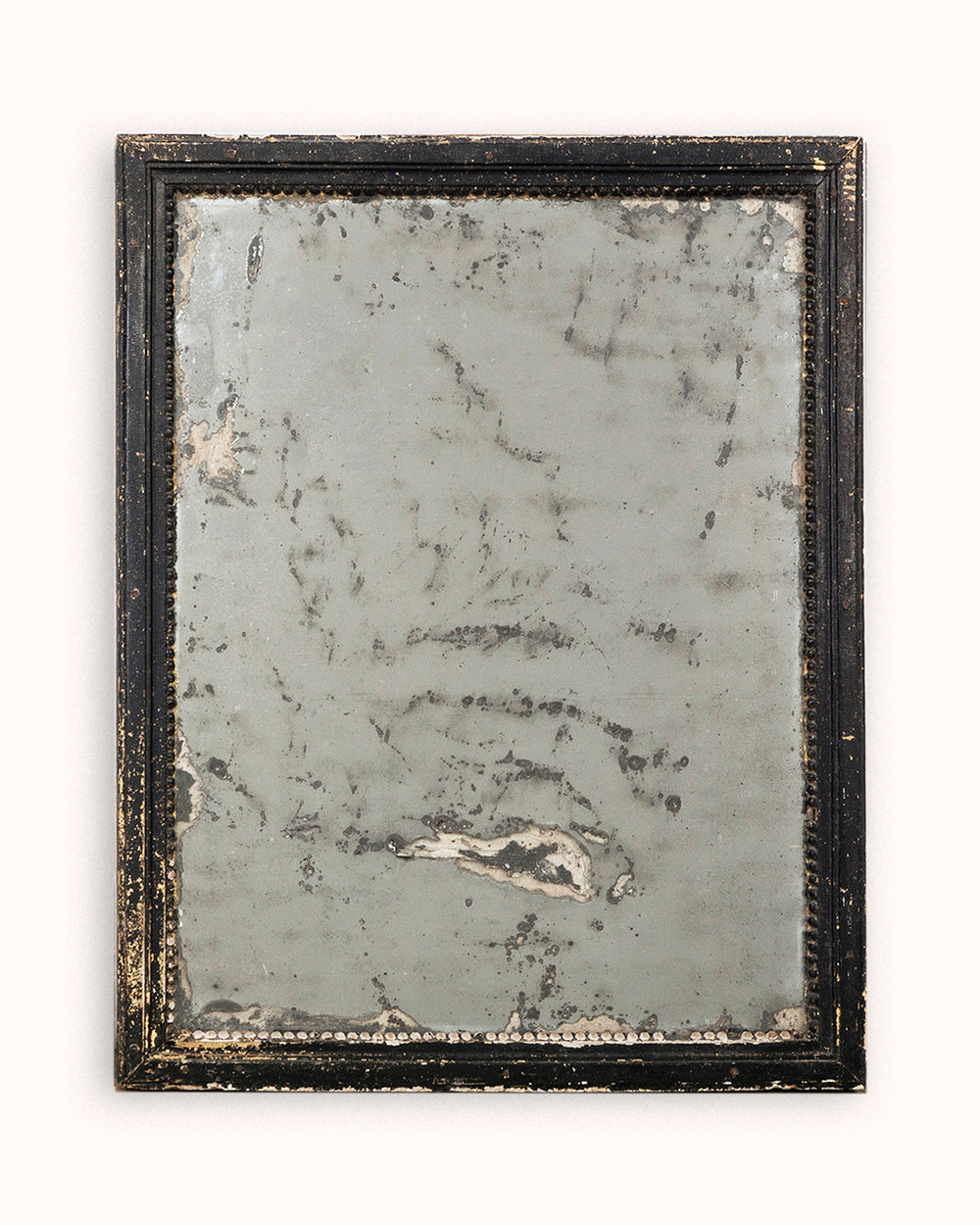 Late 19th C French Antique Mirror with Black Painted Frame