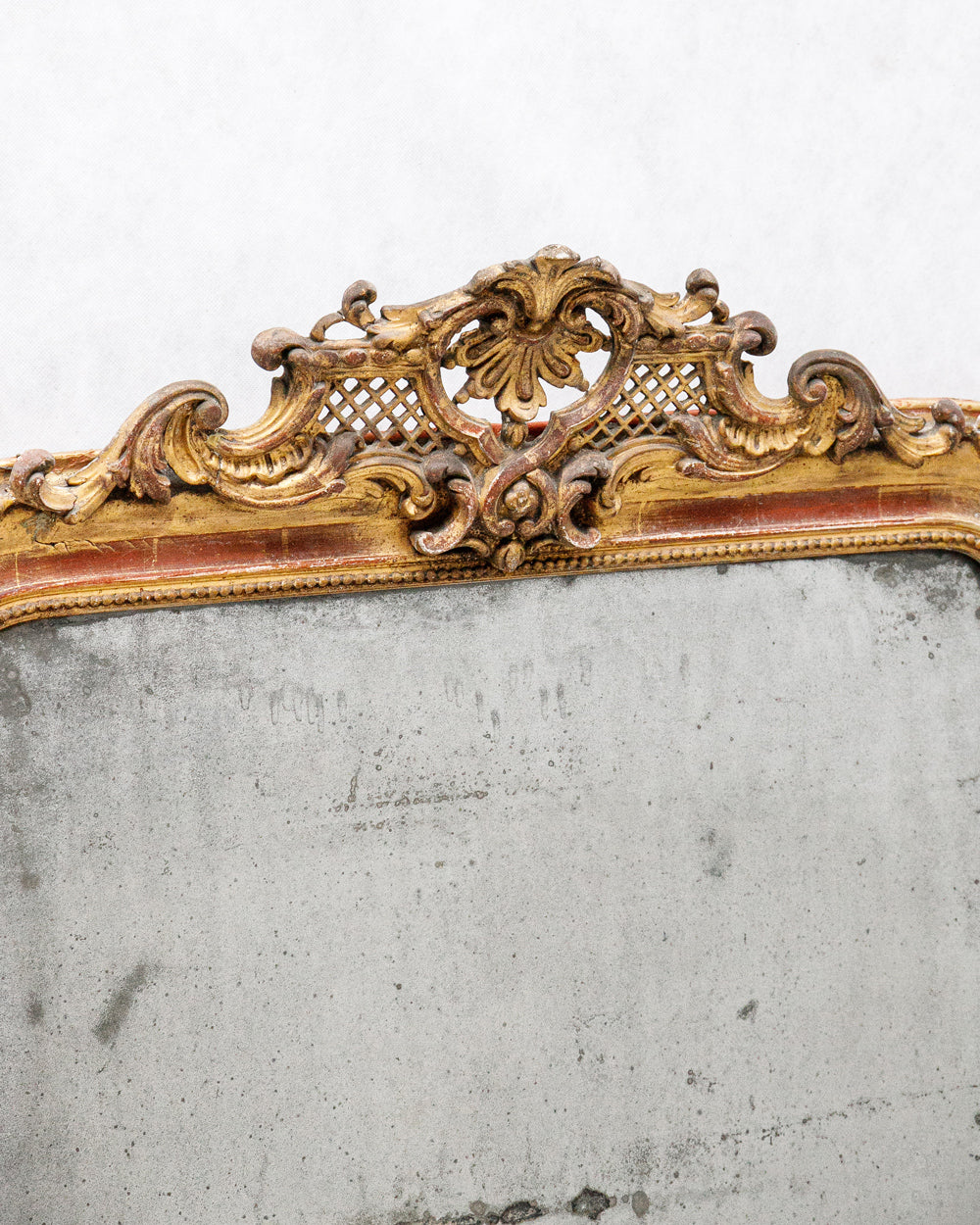 19th C Distressed Louis Philippe Mirror with Crest