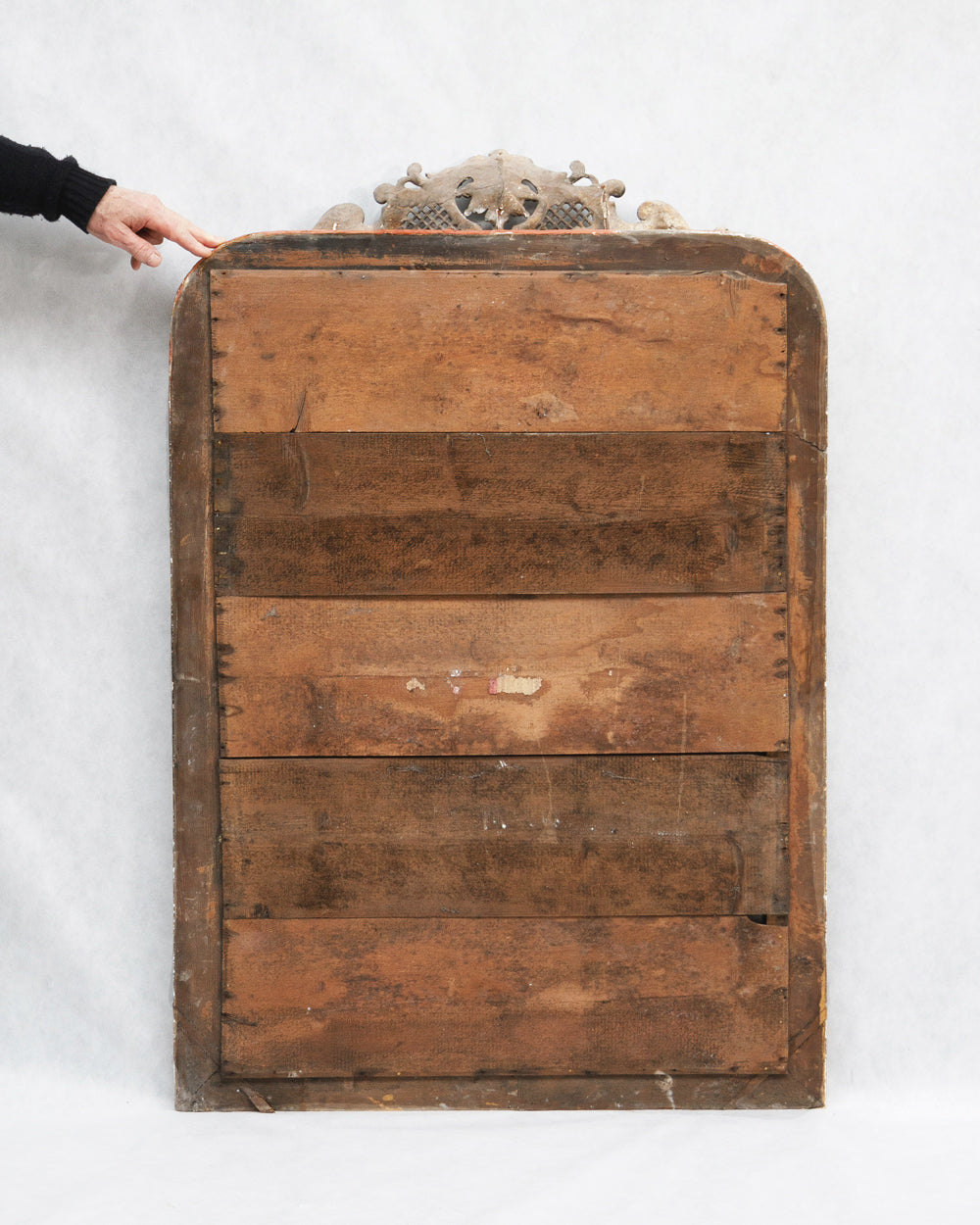 19th C Distressed Louis Philippe Mirror with Crest