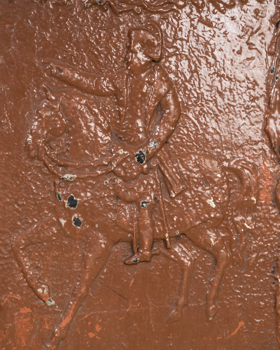 Napoleon on Horseback Fireback, Brown Enamel Cast Iron