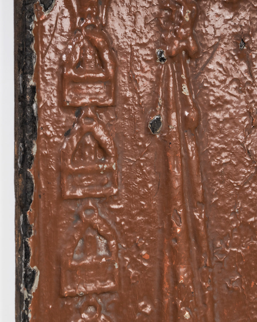 Napoleon on Horseback Fireback, Brown Enamel Cast Iron