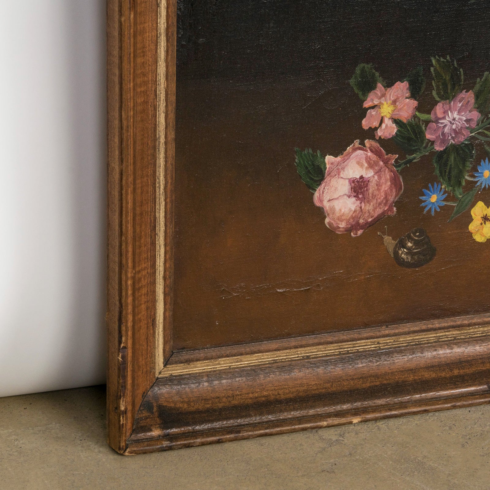 1970s Vintage French Floral Arrangement Oil Painting