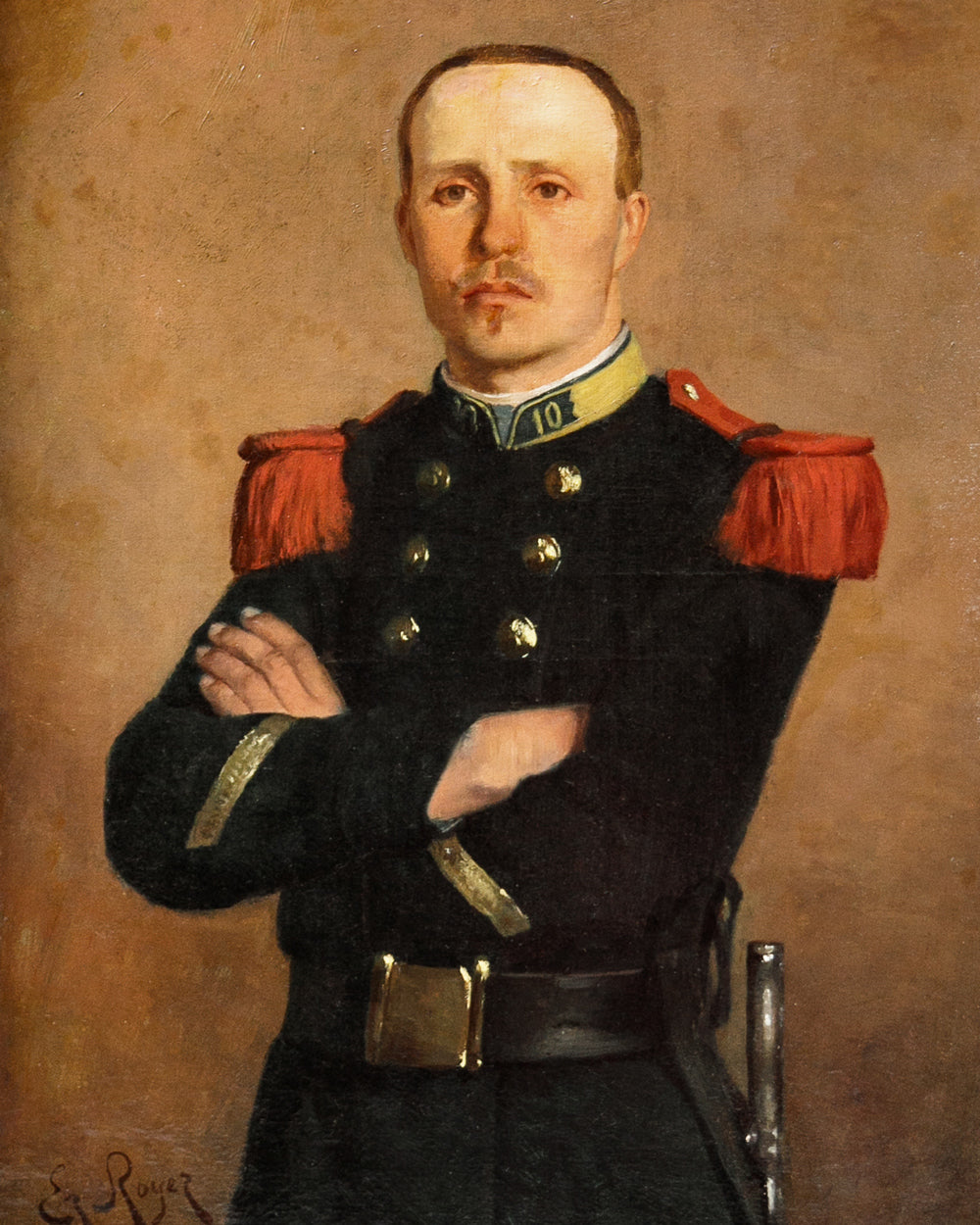 Small 19th C Portrait of a Young Lieutenant, 1891