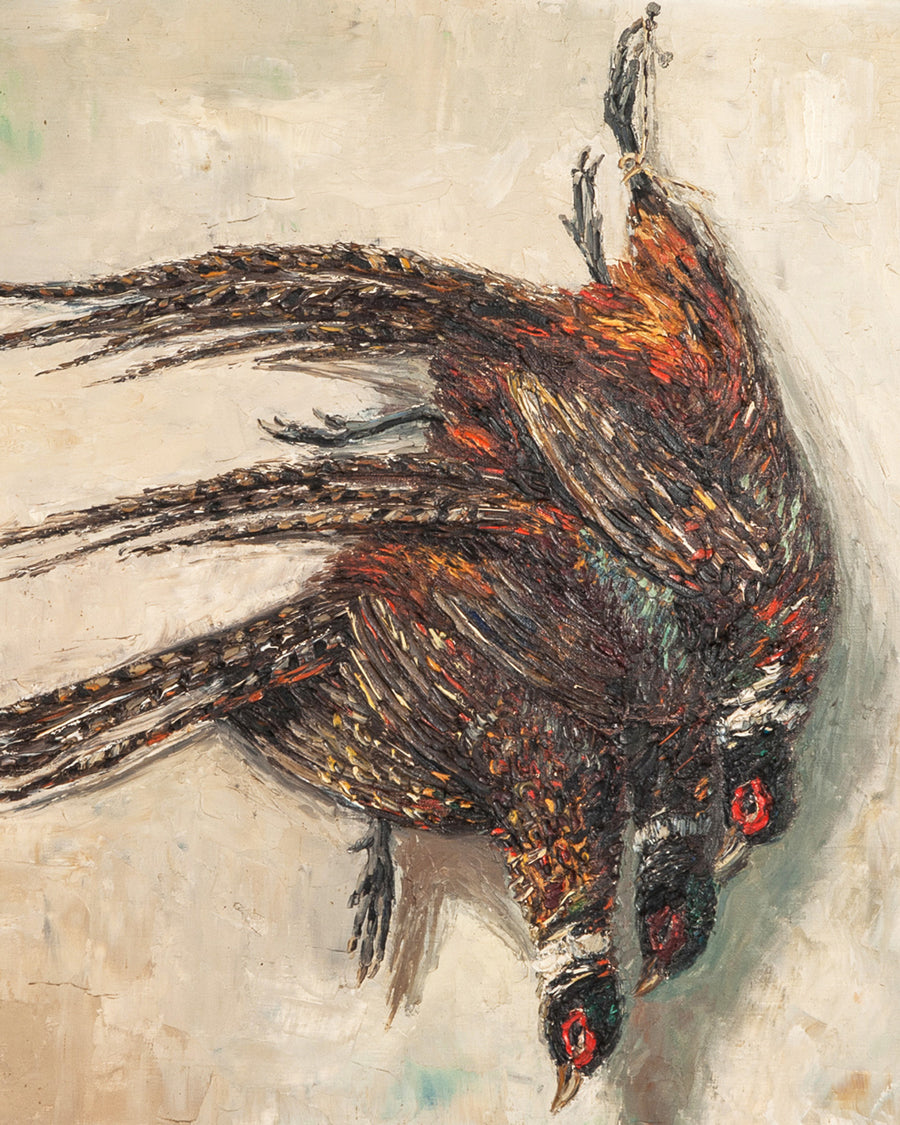Mid Century Still Life with Hanging Pheasants by Henry Farion