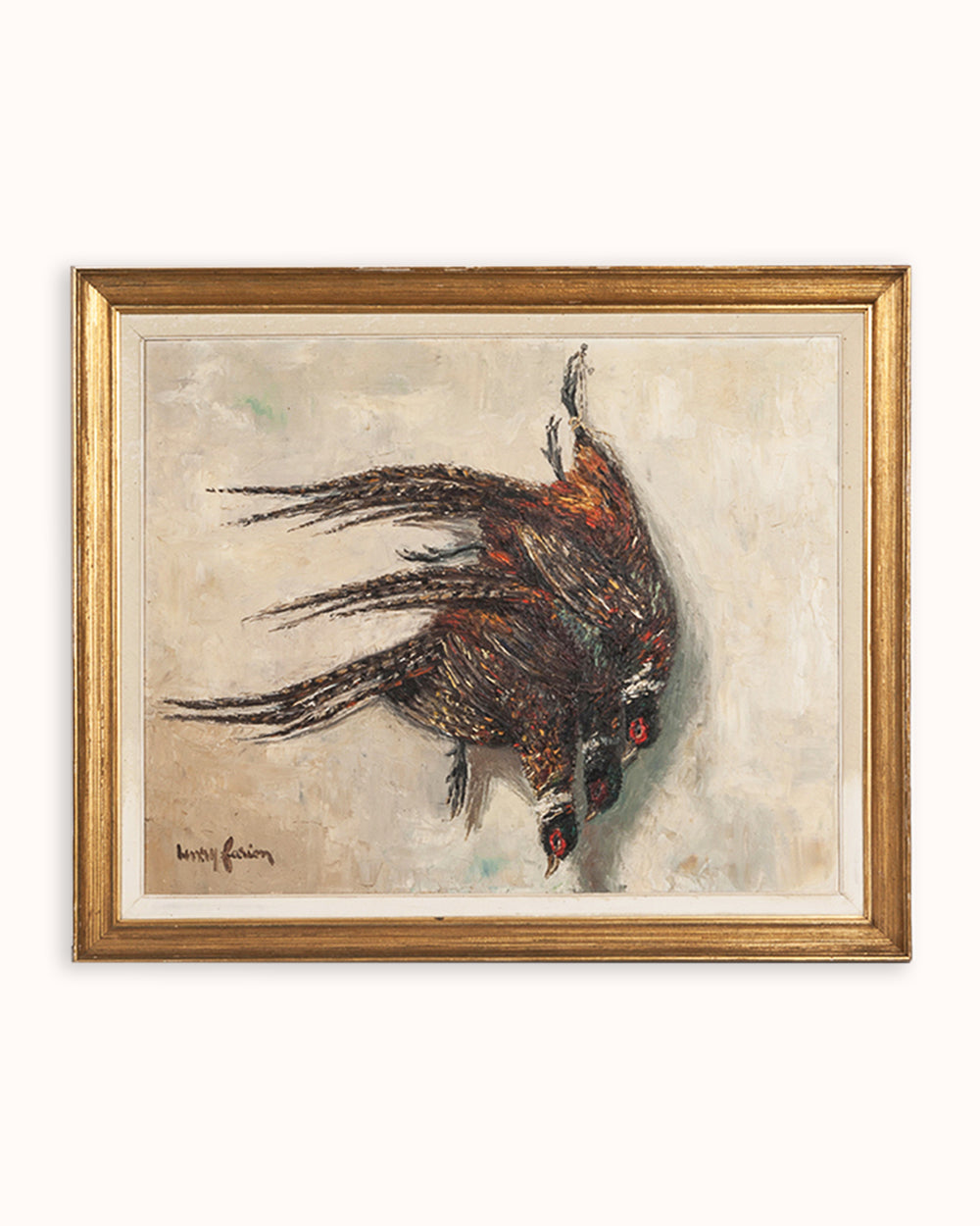 Mid Century Still Life with Hanging Pheasants by Henry Farion