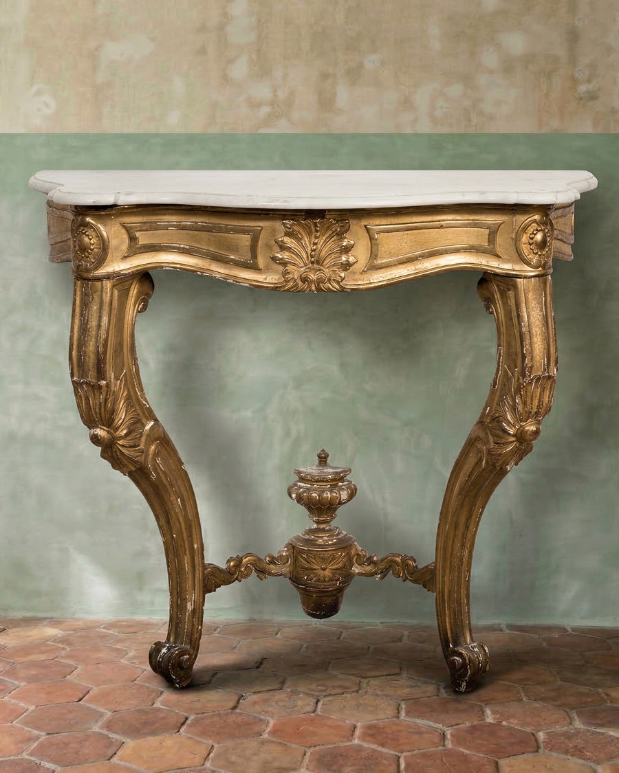 Antique French Louis XV Giltwood Console Side Table
