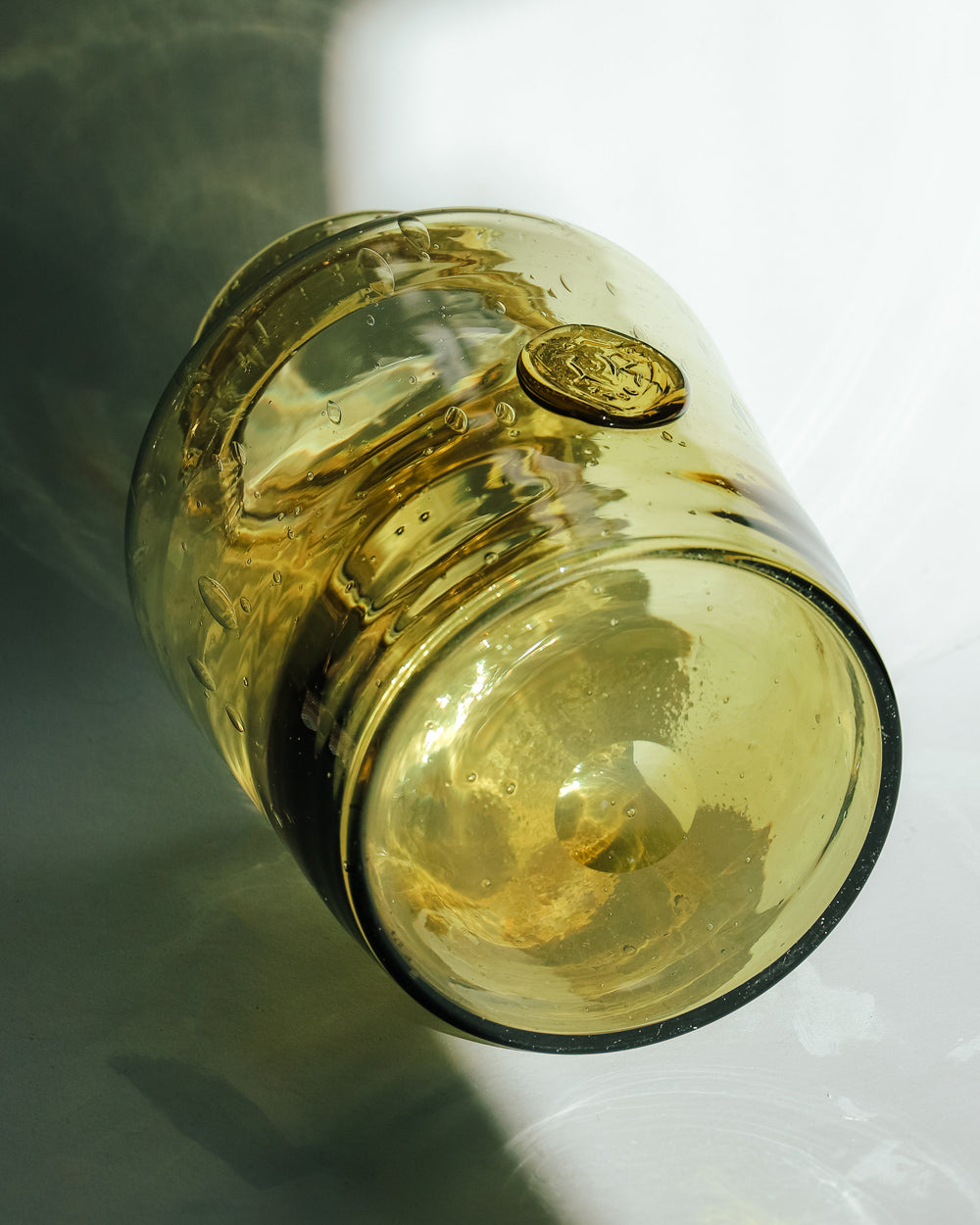 Vintage Hand Made Bubble Glass Green Vase