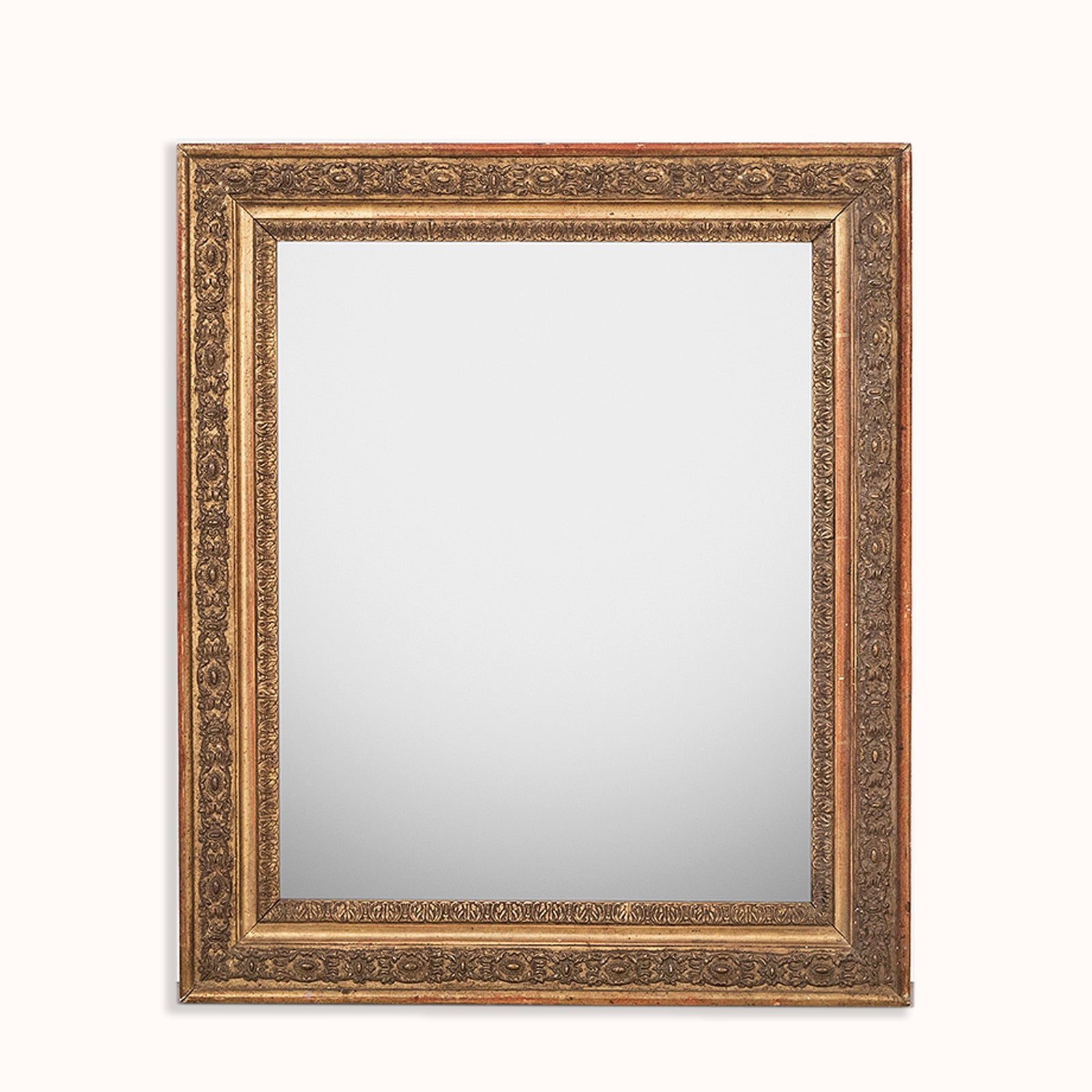 Antique Italian 19th C Rectangular Mirror with Decorated Frame