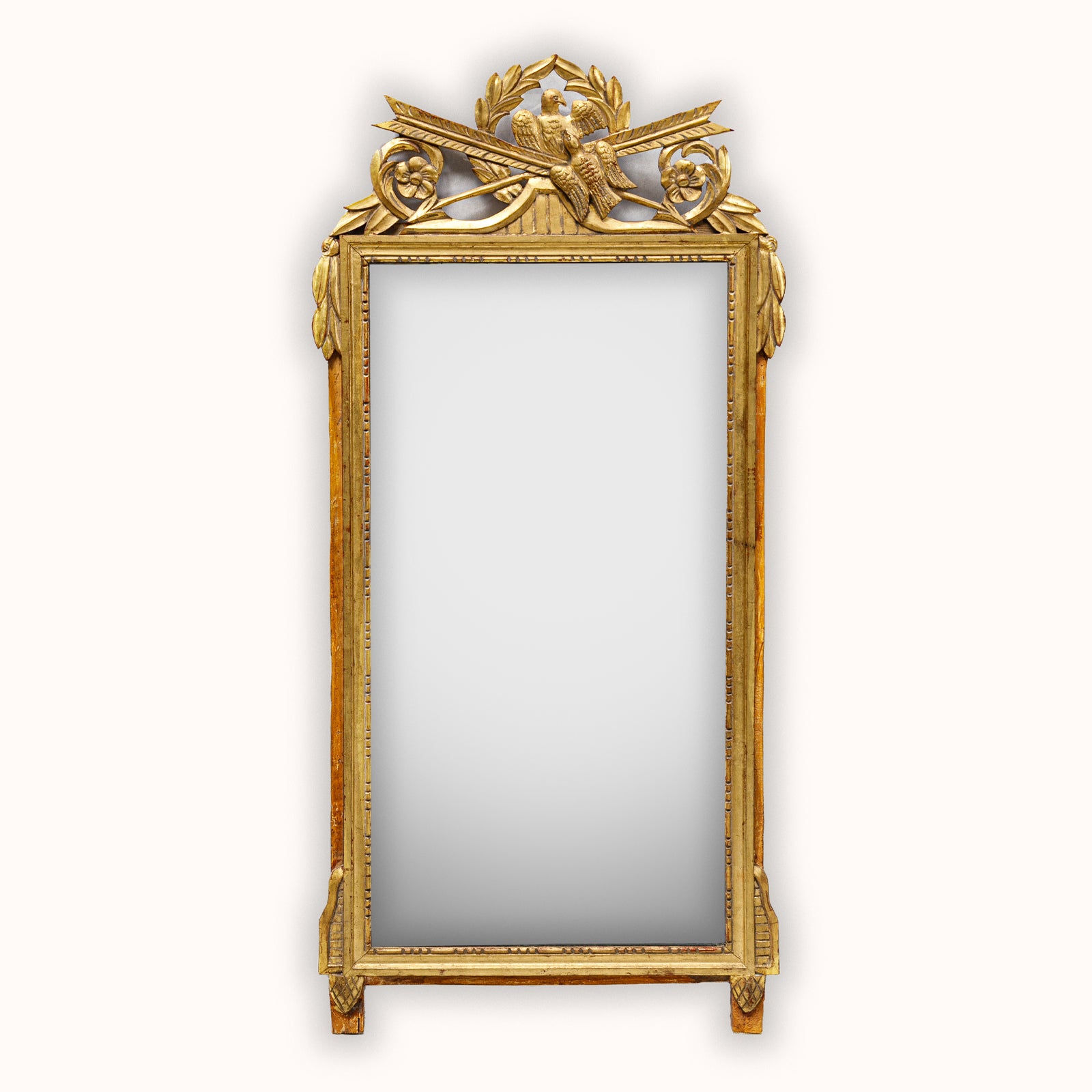 Large Marriage Mirror with Birds and Arrows Crest