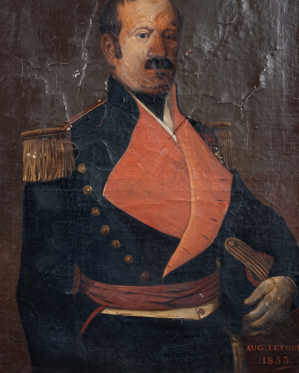 Unusual Portrait of a French Military Man by Eugène Leygue, 1853