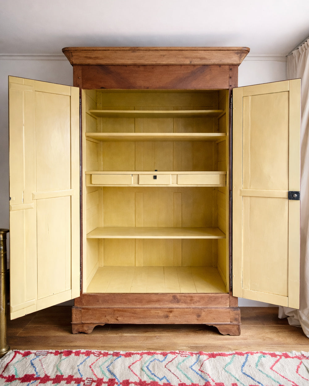 Large 19th C Antique French Louis Philippe Armoire or Wardrobe, Hand Sanded Cherrywood
