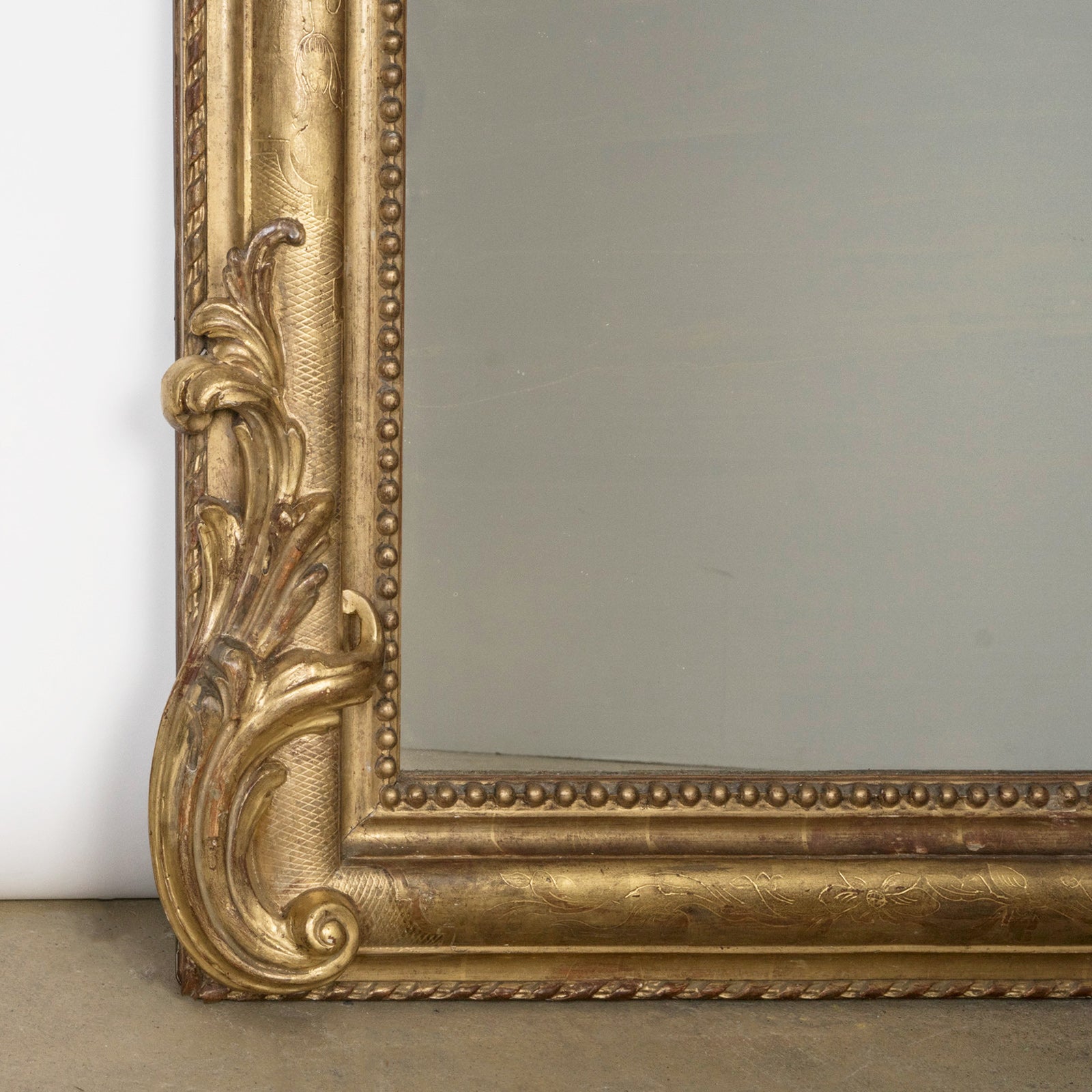 Large 19th C Gold Gilt Louis Philippe Mirror With Crest