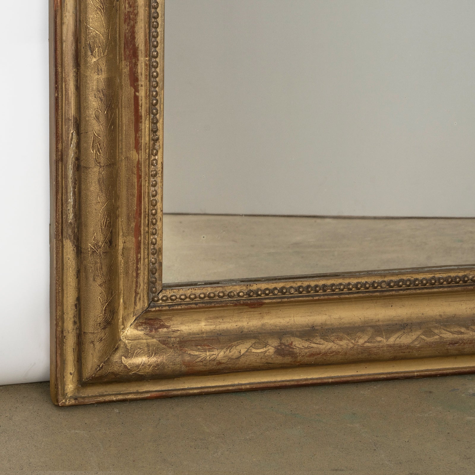 19th C Louis Philippe Mirror with Leaf Etchings