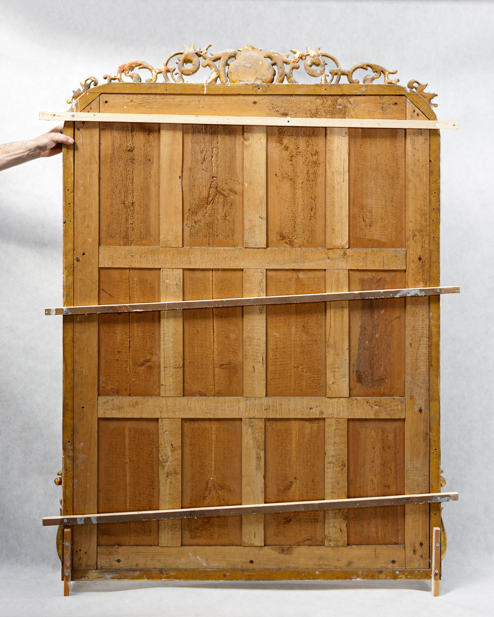 Wooden backside of an antique French mirror