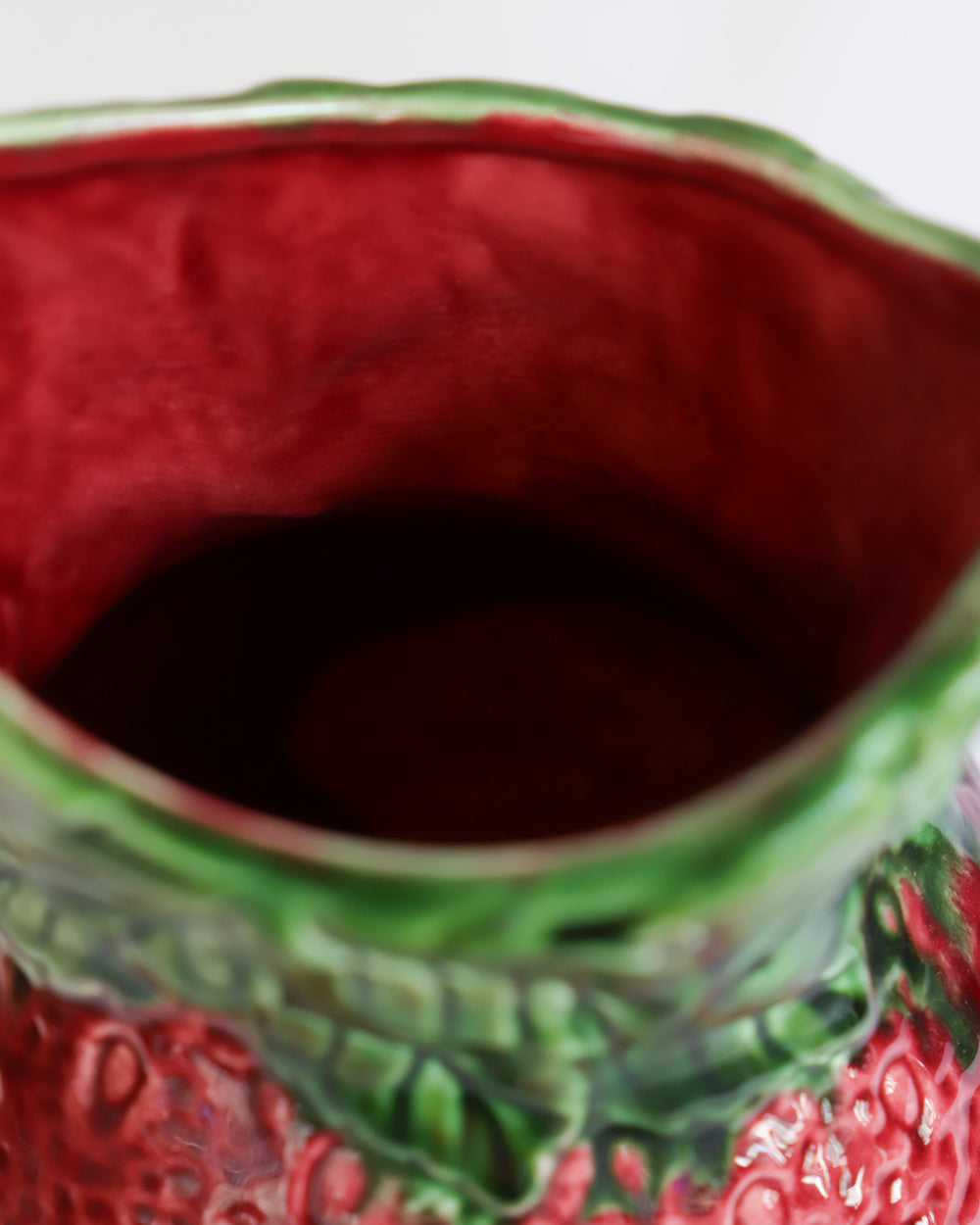 Large Vintage Italian Majolica Ceramic Strawberry-Shaped Pitcher or Jug