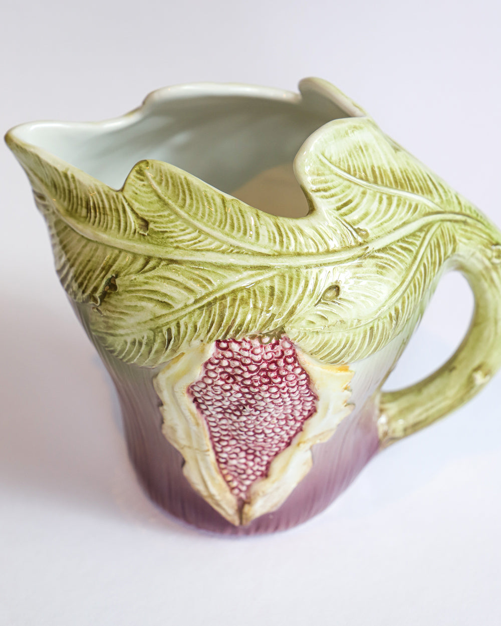 Rare Vintage Italian Majolica Ceramic Fig-Shaped Pitcher or Jug