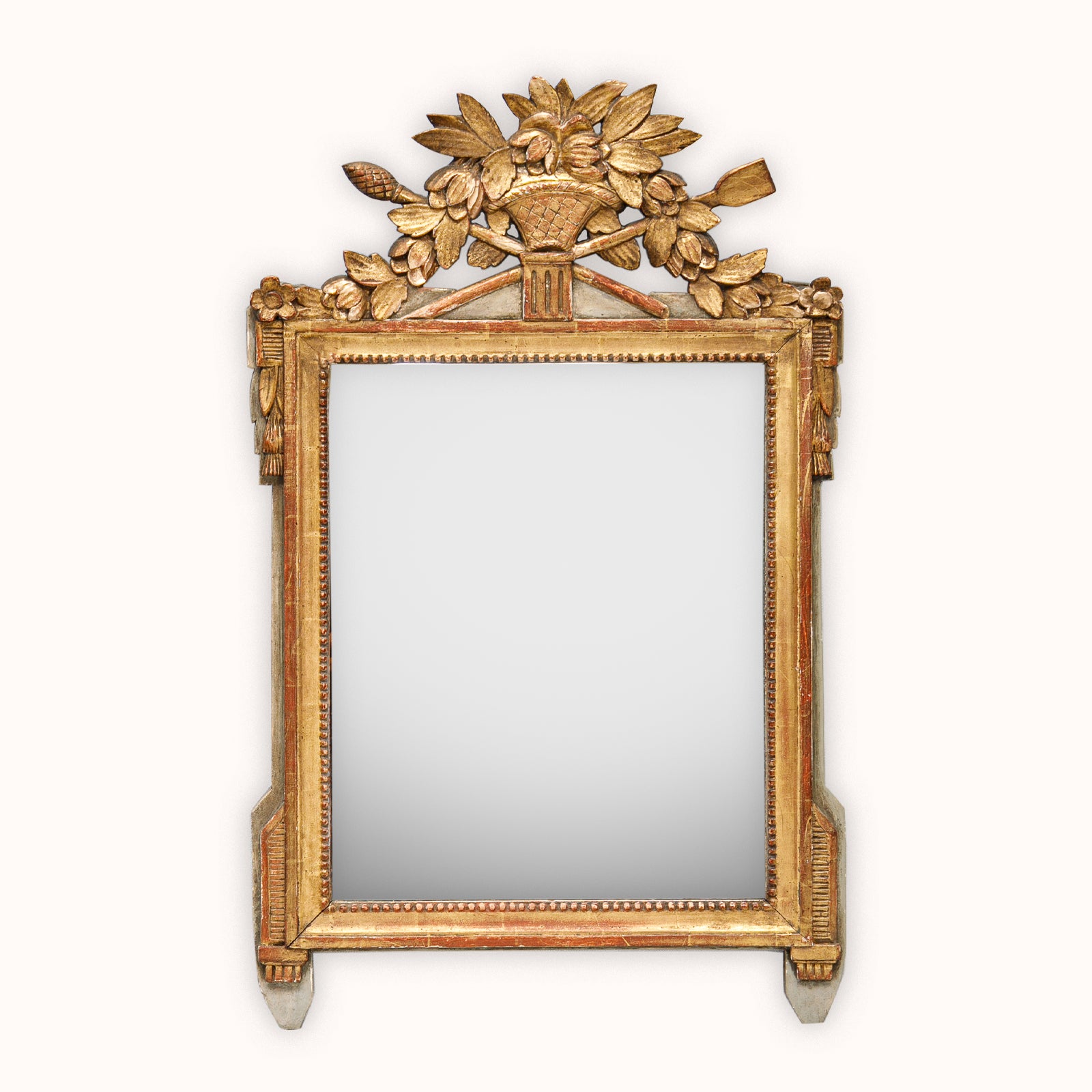Louis XVI Marriage Mirror with Flower Basket Crest