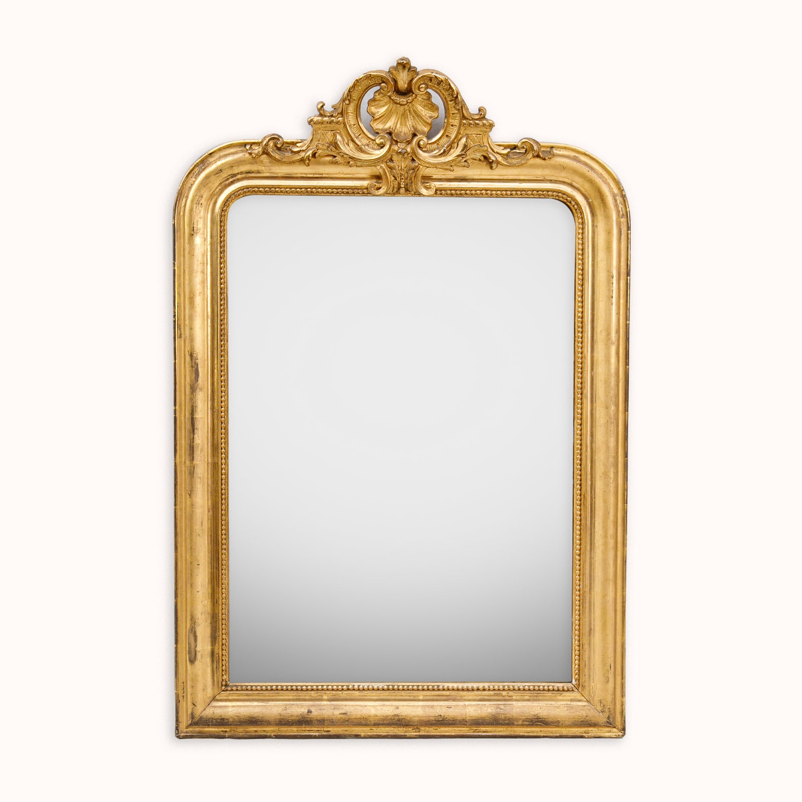 19th C Antique Mirror with Small Shell Crest | Wildschut Antiques