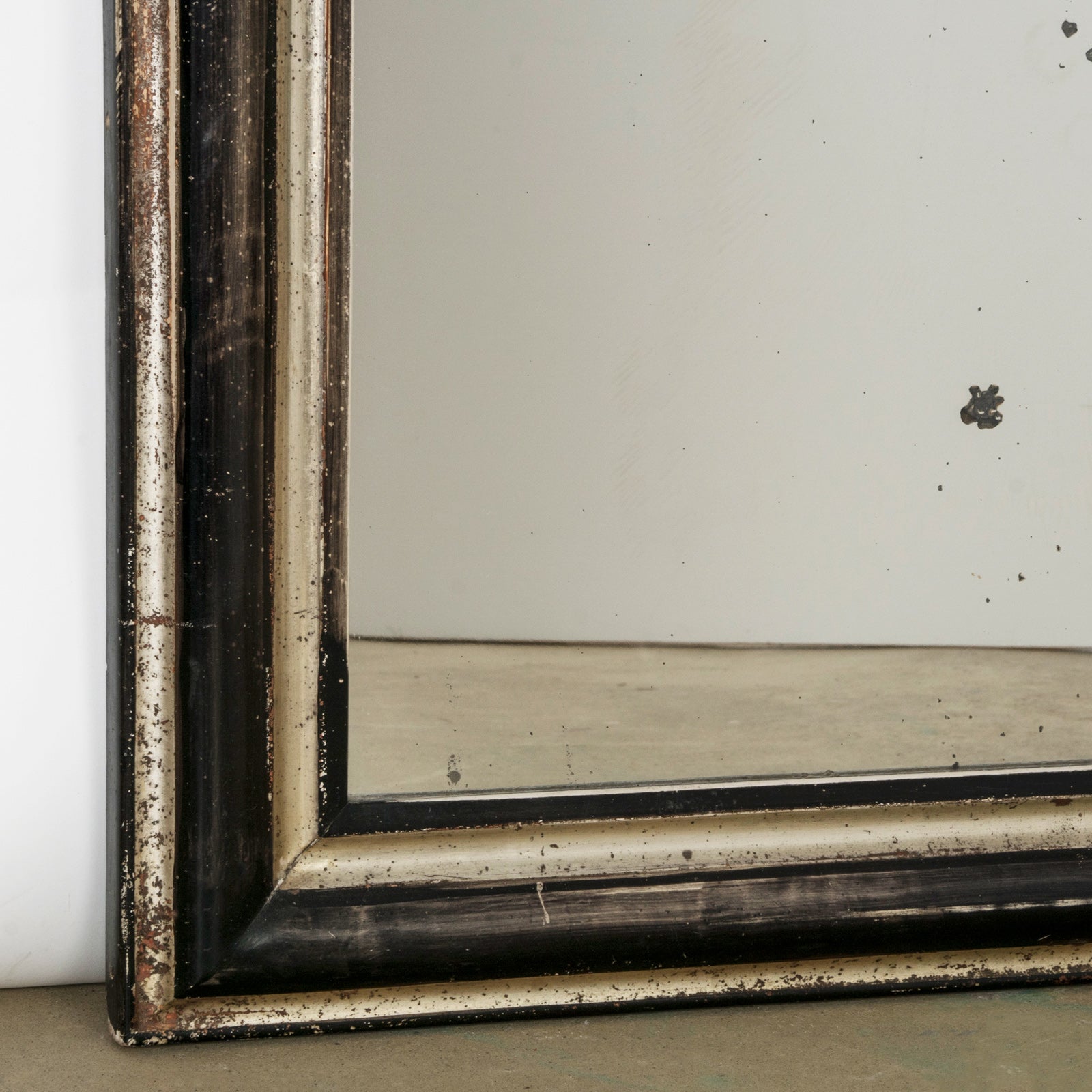 19th C Black and Silver Gold Napoleon III Mirror