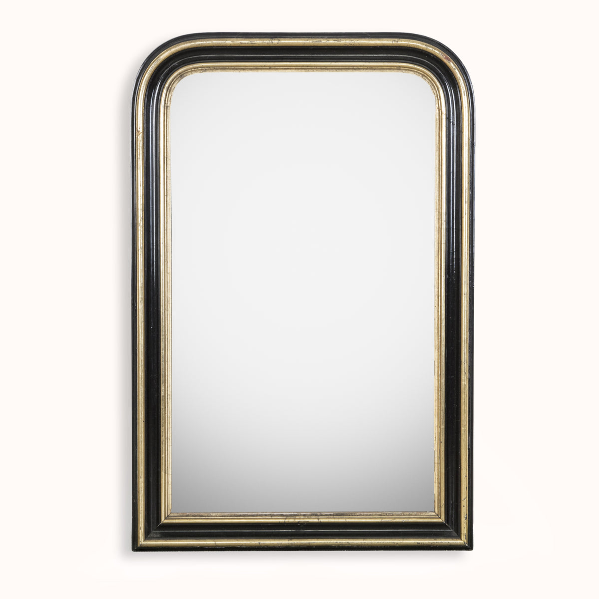 Antique French Foxed Black and Gold Napoleon III Mirror