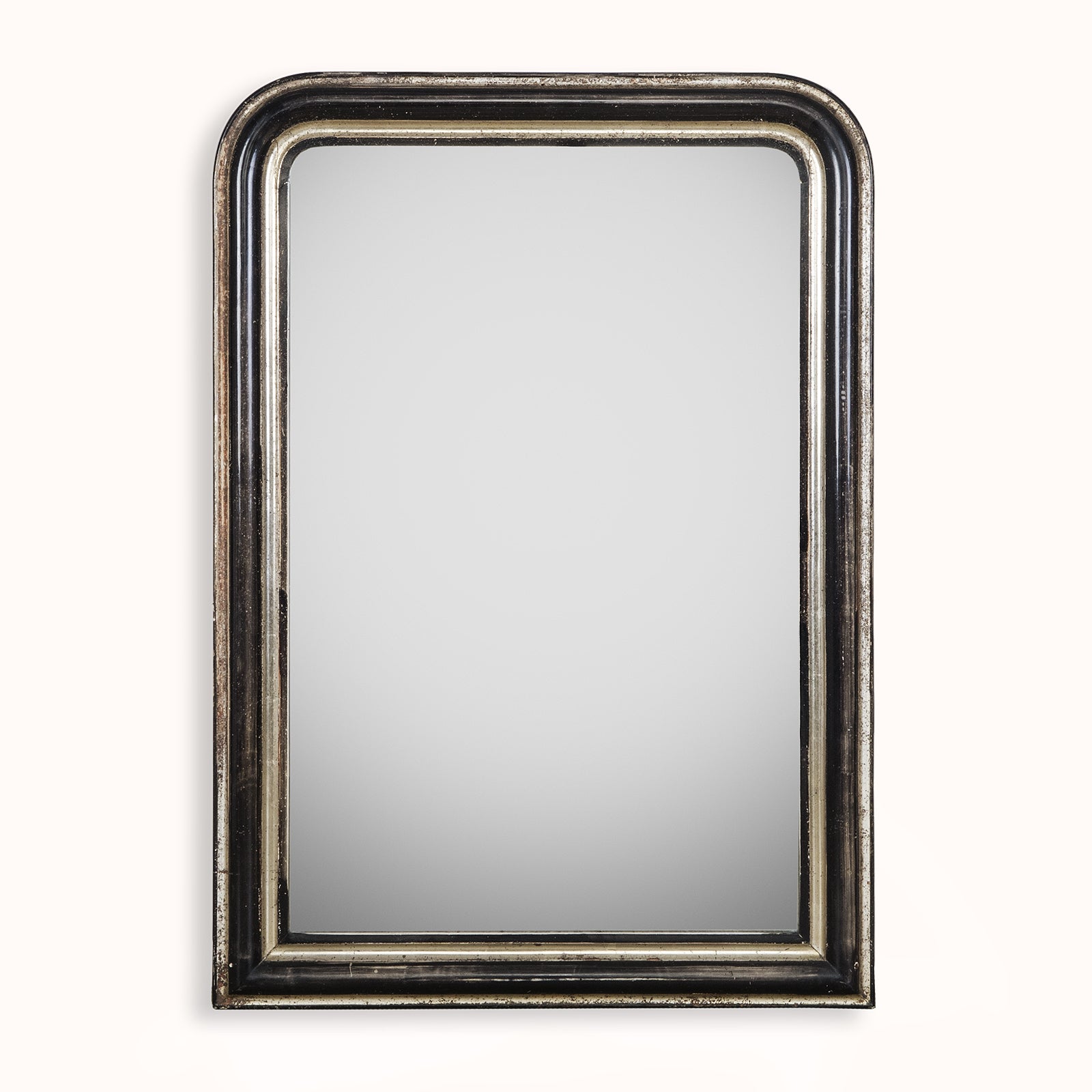 19th C Black and Silver Gold Napoleon III Mirror