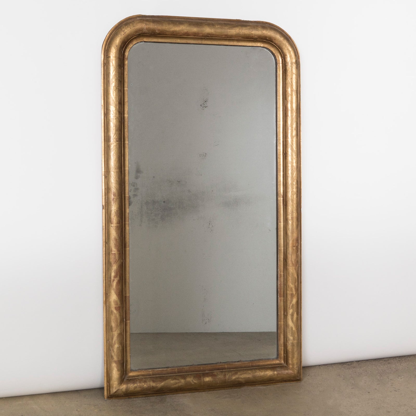 Narrow 19th C Louis Philippe Mirror with Flowers