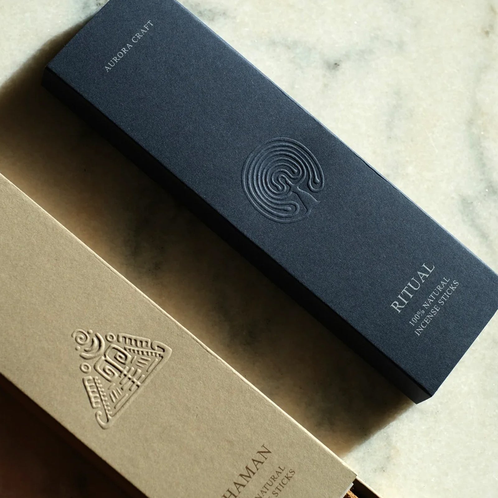 Boxes of natural Ritual incense branded by Aurora Craft