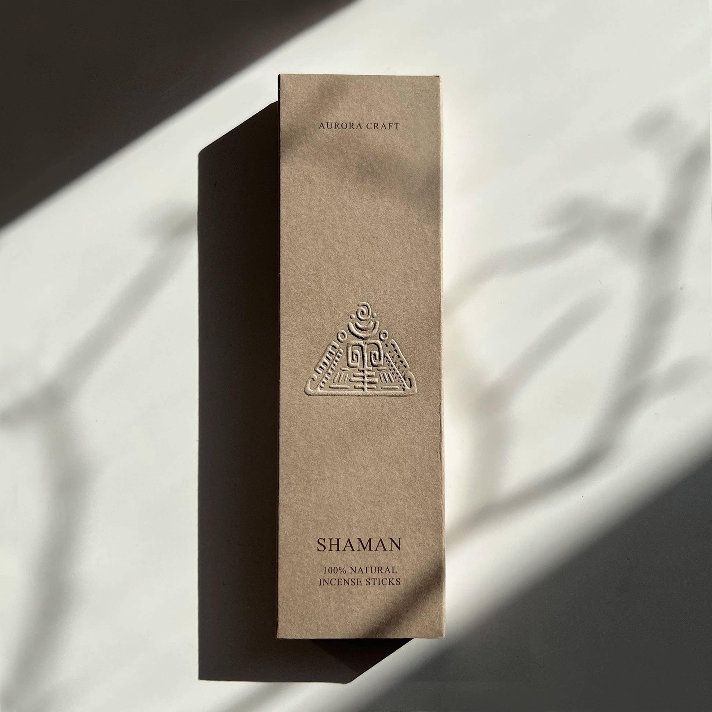 Aurora Craft Shaman incense sticks beige packaging on a light background, available via Wildschut Antiques Homeware