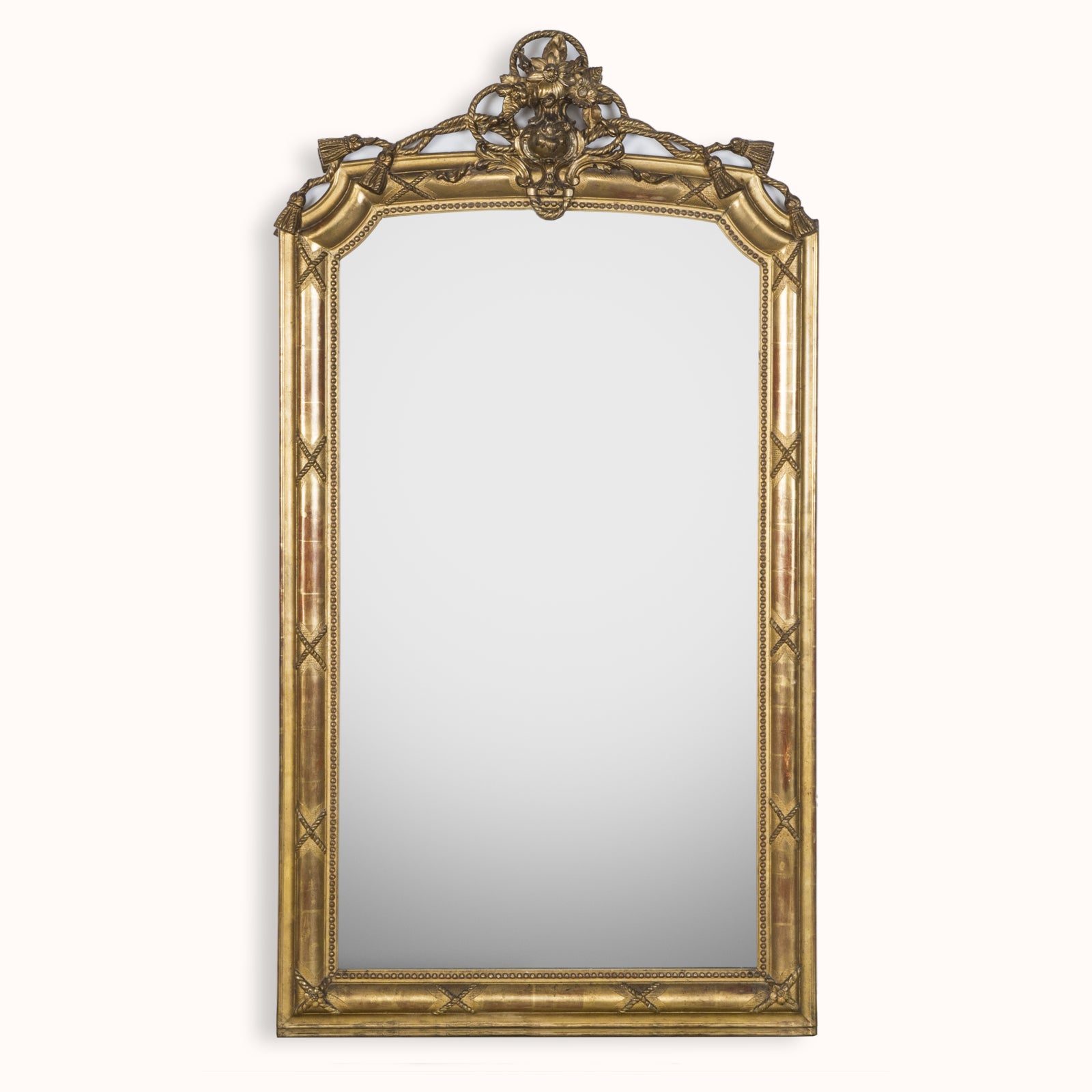 Neo-Classical Style Giltwood Rope and Tassel Motif Mirror