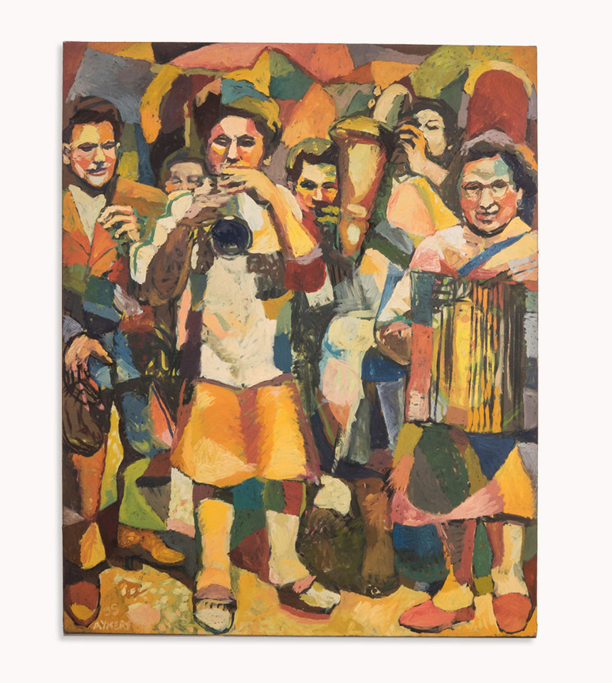 Vintage Aymery Rolland Musician Oil Painting