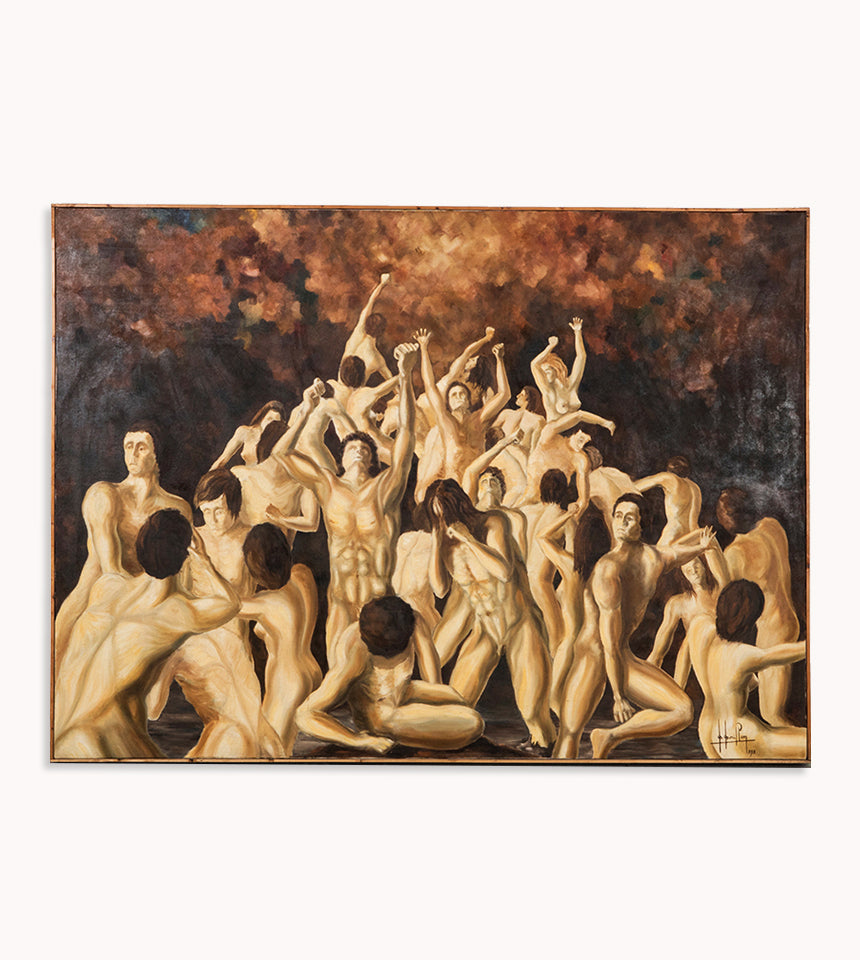 Large 70s "Purgatory" Oil Painting