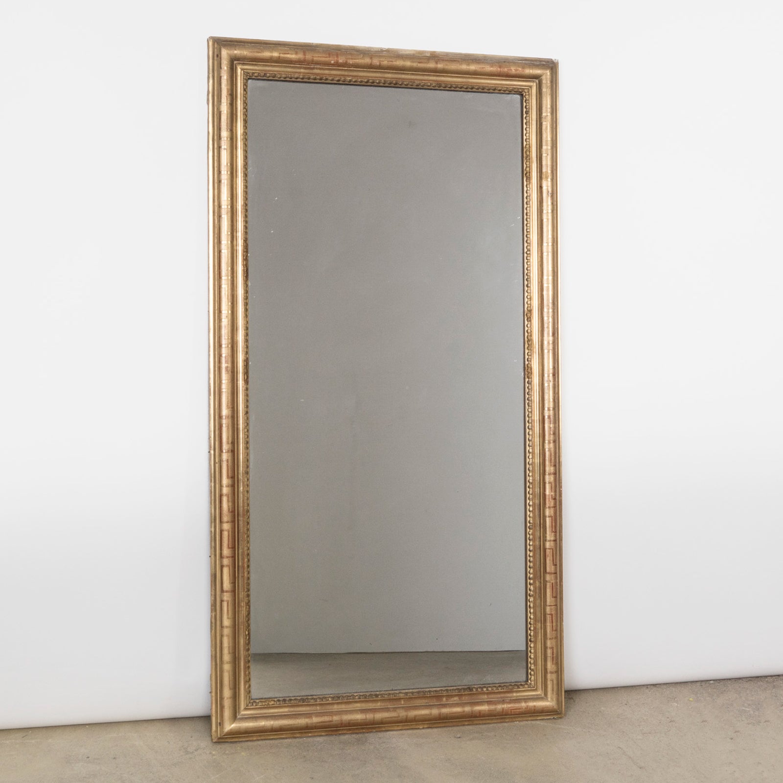 Rectangular 19th C Mirror with Geometric Pattern