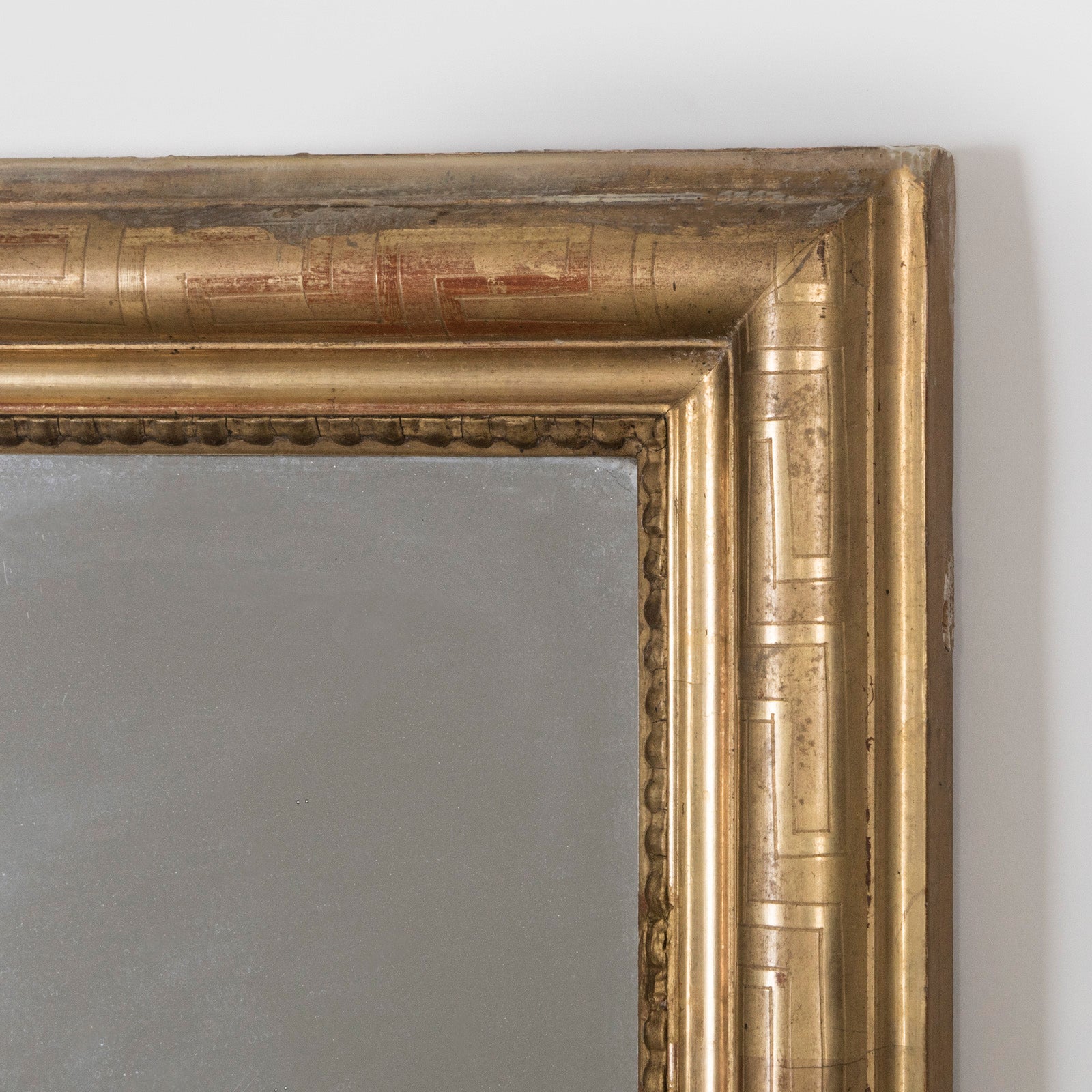 Rectangular 19th C Mirror with Geometric Pattern