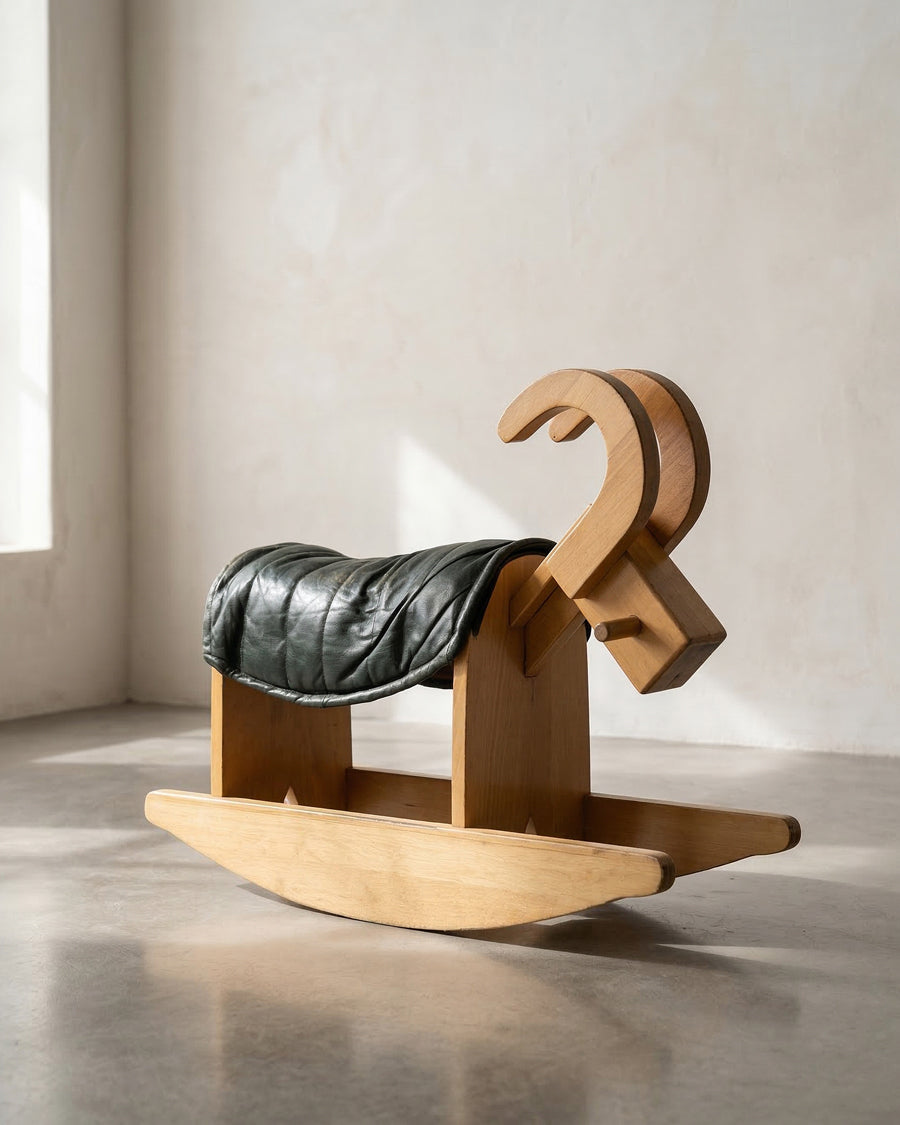 1960s Vintage Mid-Century Wooden Rocking Billy Goat