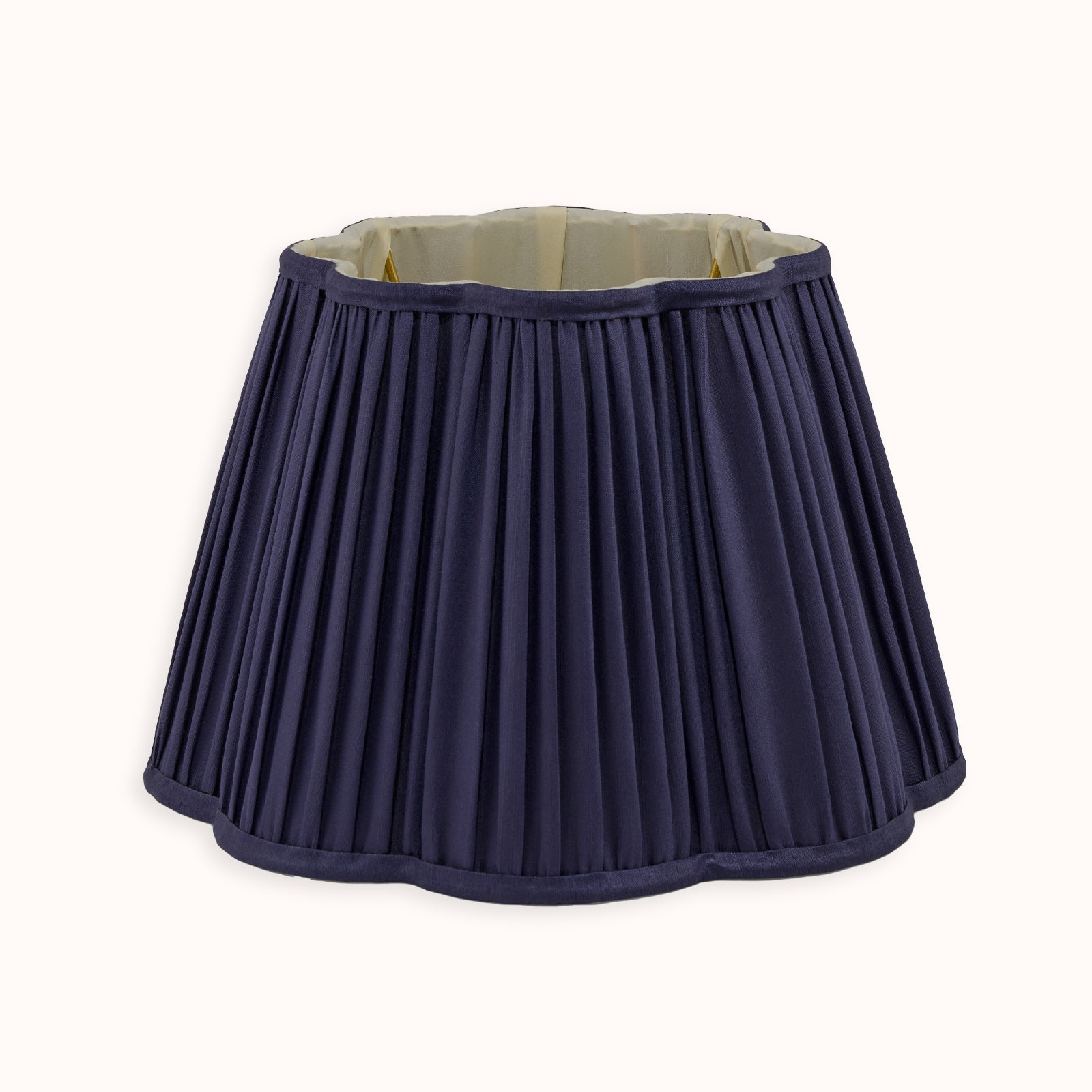 Silk Blend Scalloped Lampshade in Night Blue