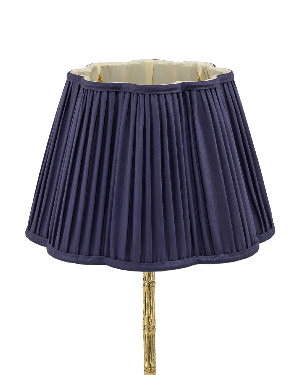 Silk Blend Scalloped Lampshade in Night Blue
