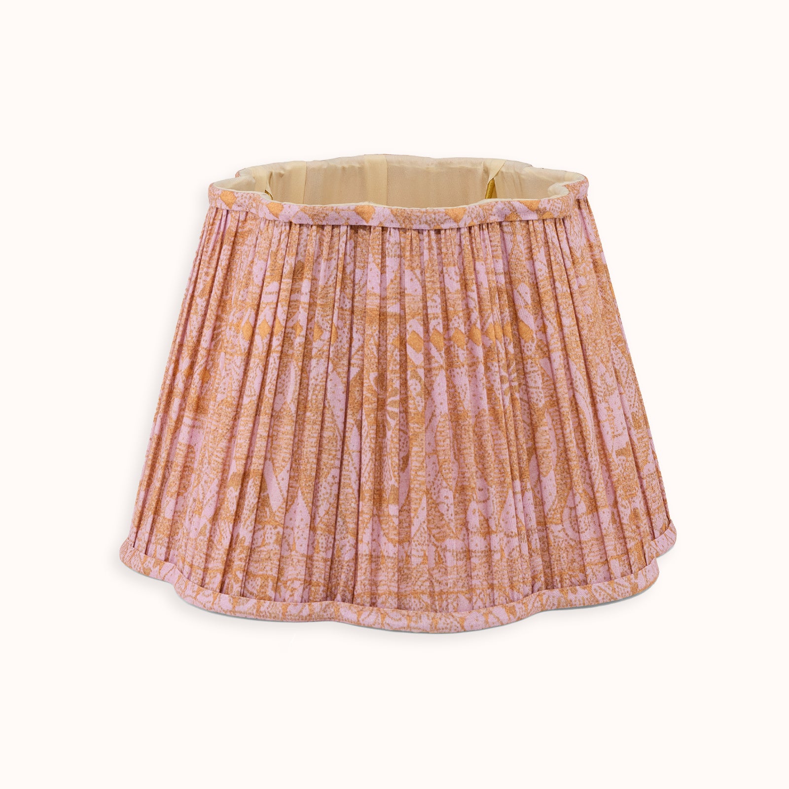 Silk Blend Scalloped Lampshade in Paisley Pink